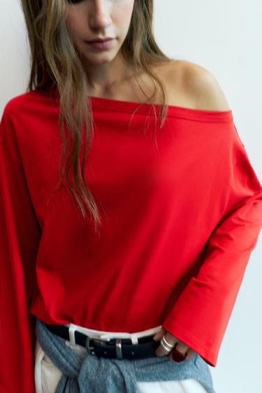 Asymmetric oversize T-shirt — Red 3