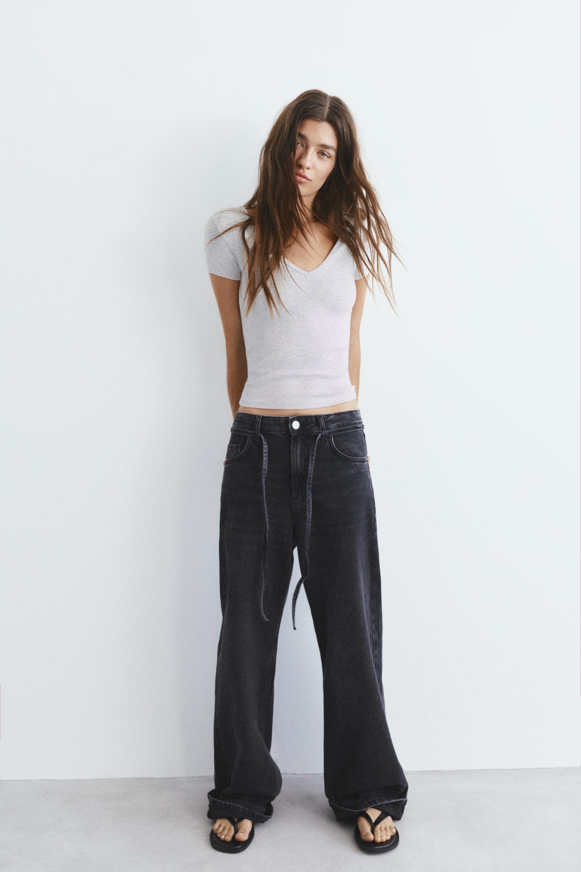 V-neck T-shirt — Grey marl