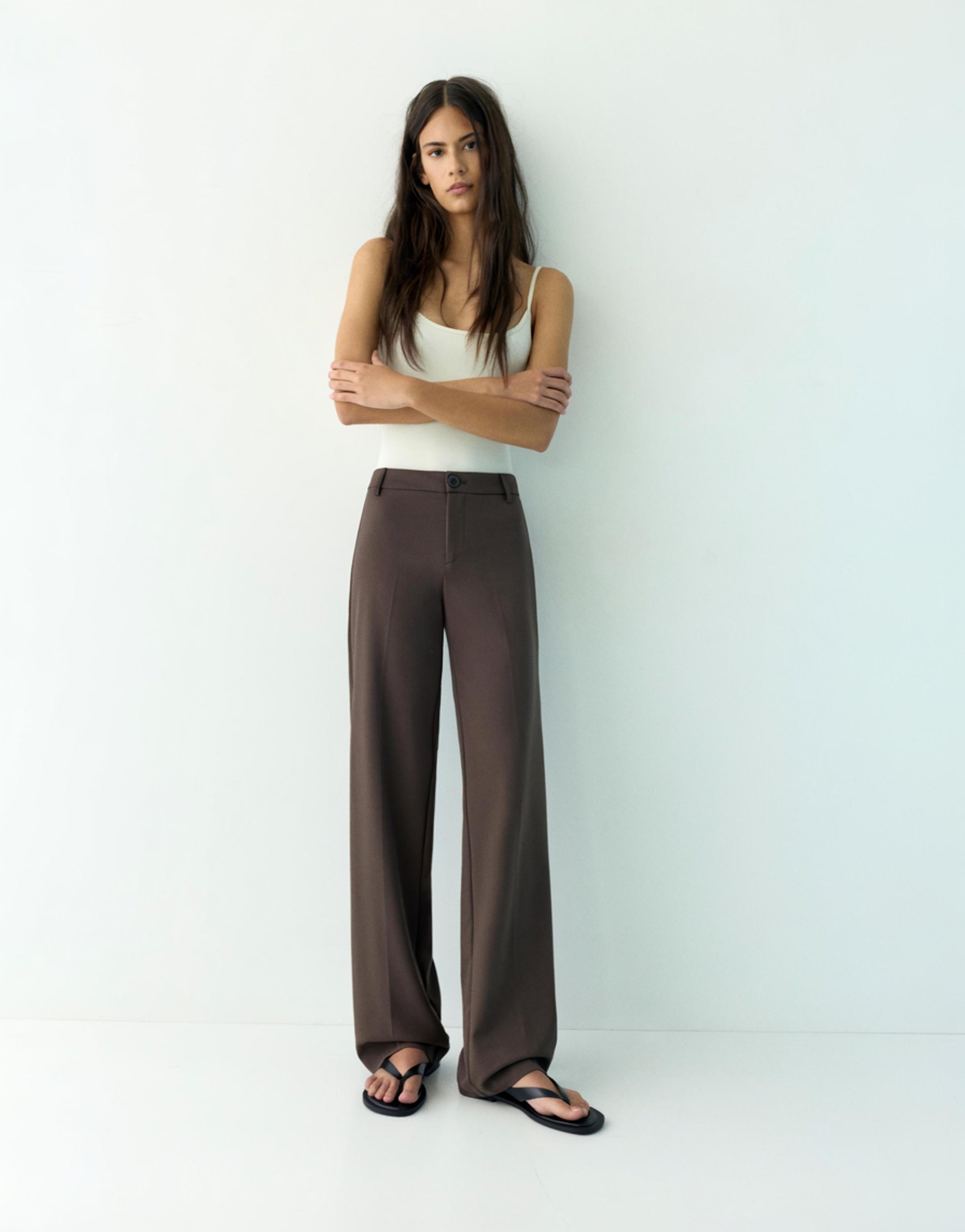 Straight-leg smart trousers — Brown
