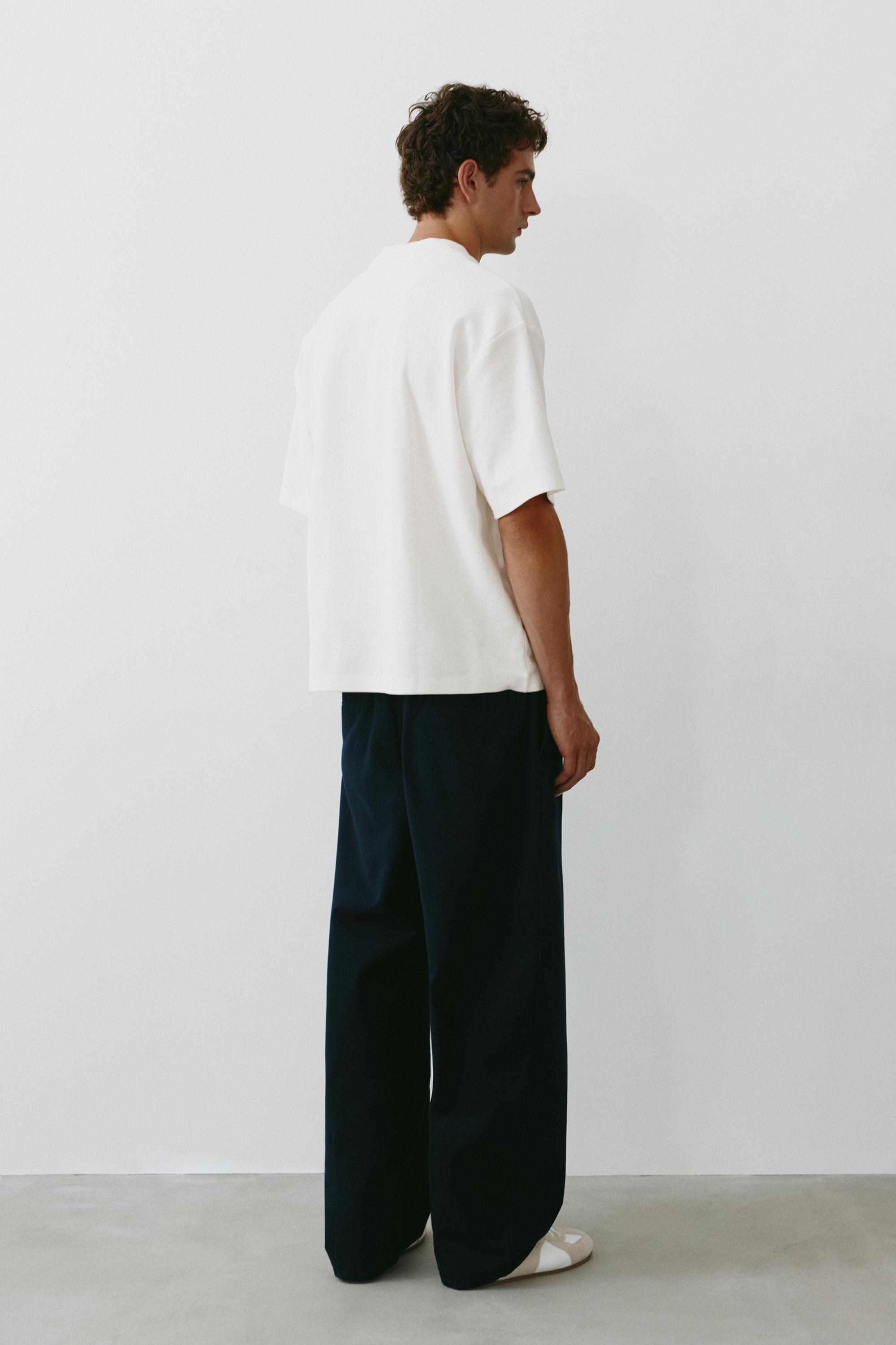 Short sleeve waffle-knit polo shirt — Off white