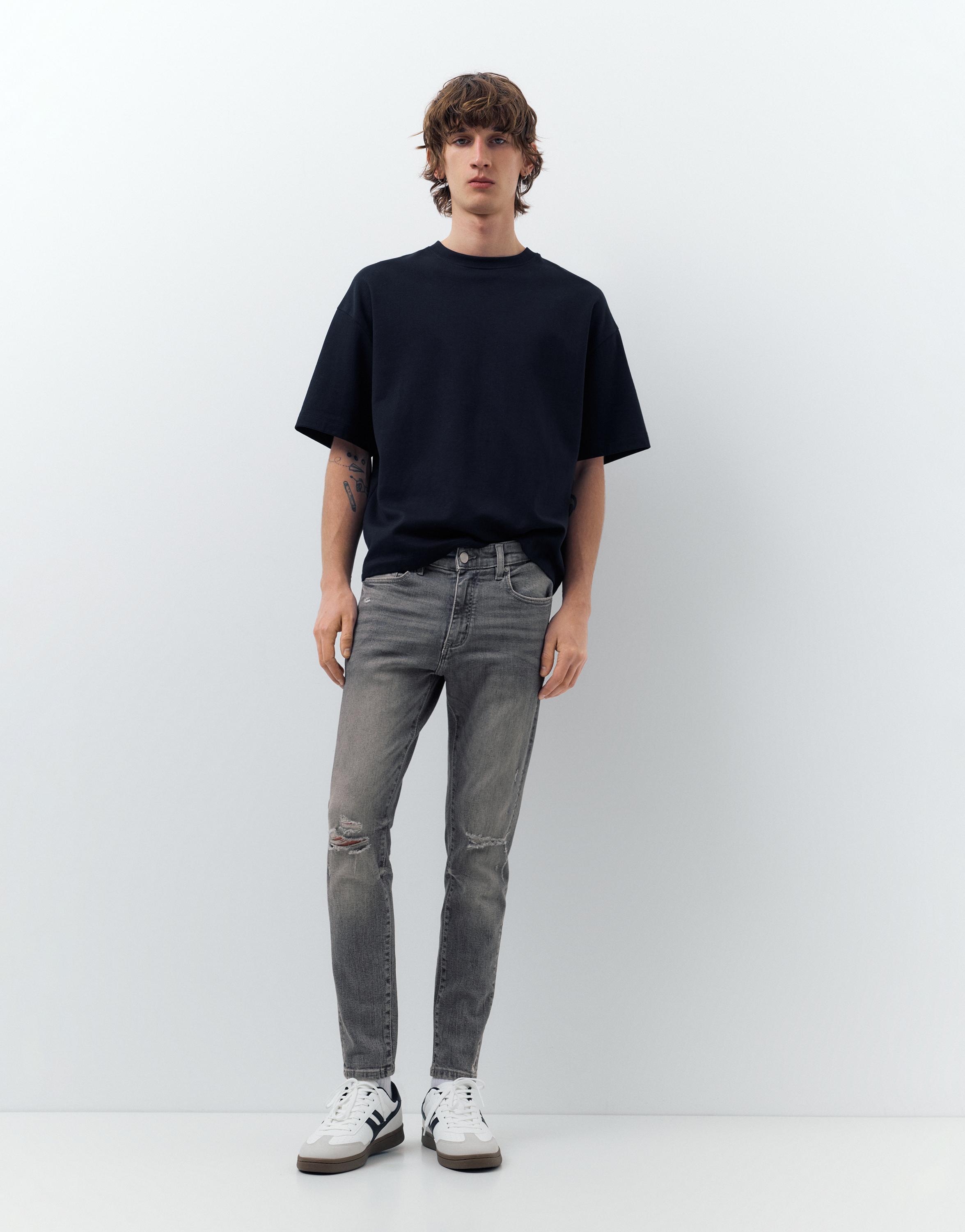 Ripped skinny jeans — Dark grey