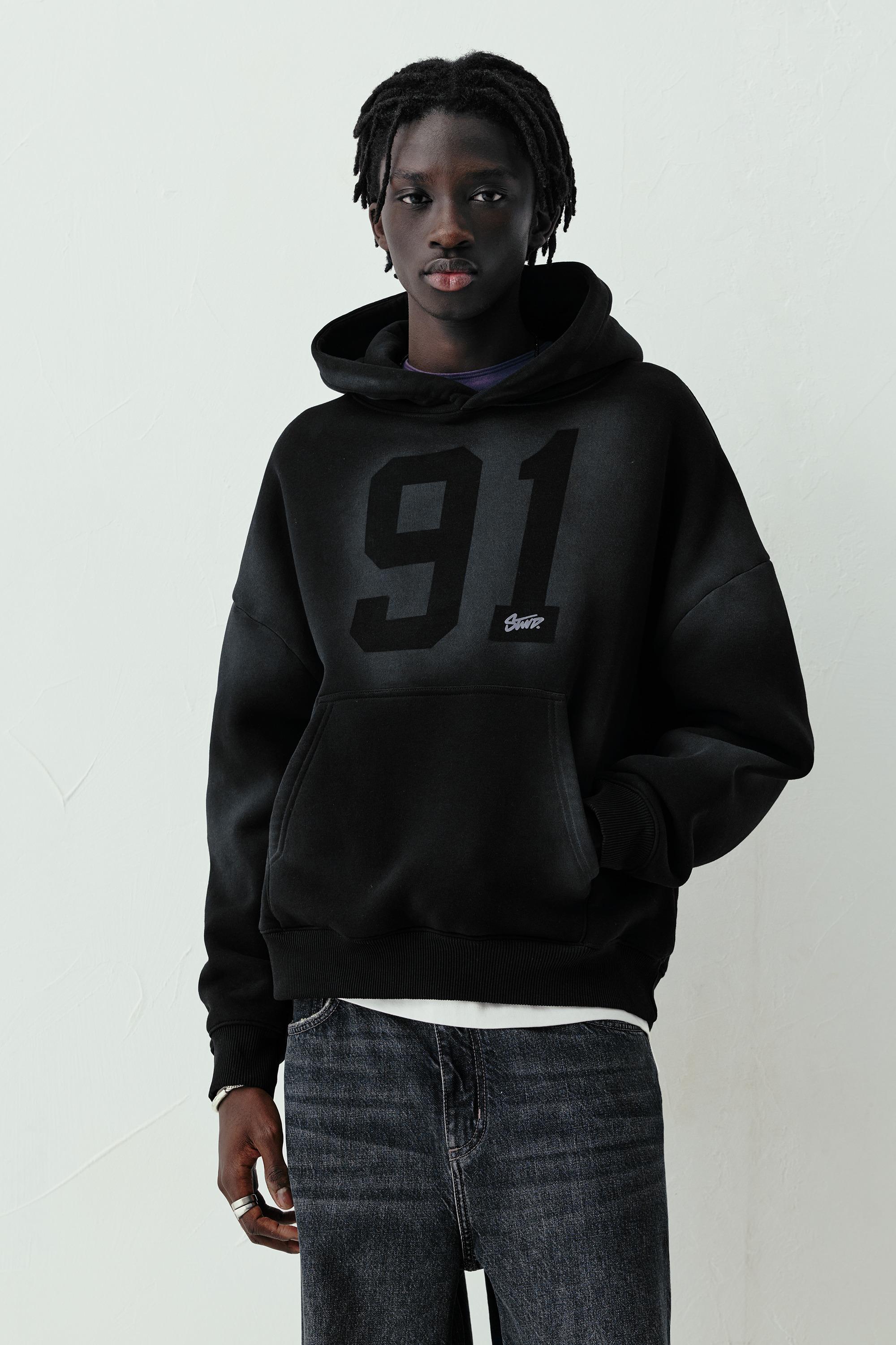 Siyah kapüşonlu sweatshirt STWD 91 - Görsel 26