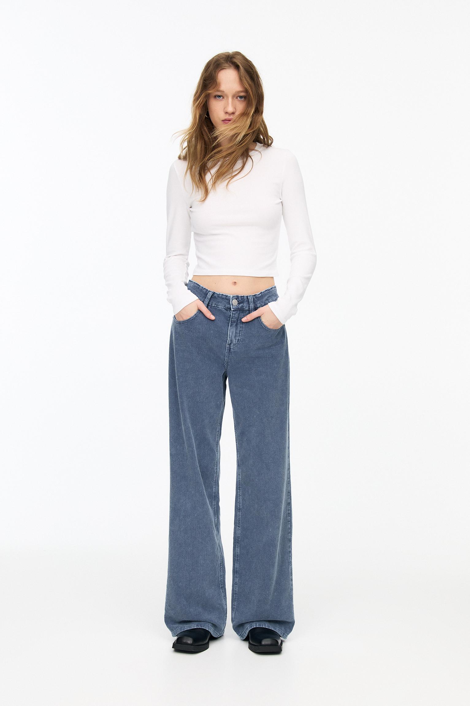 Wide leg fitilli kadife pantolon_9