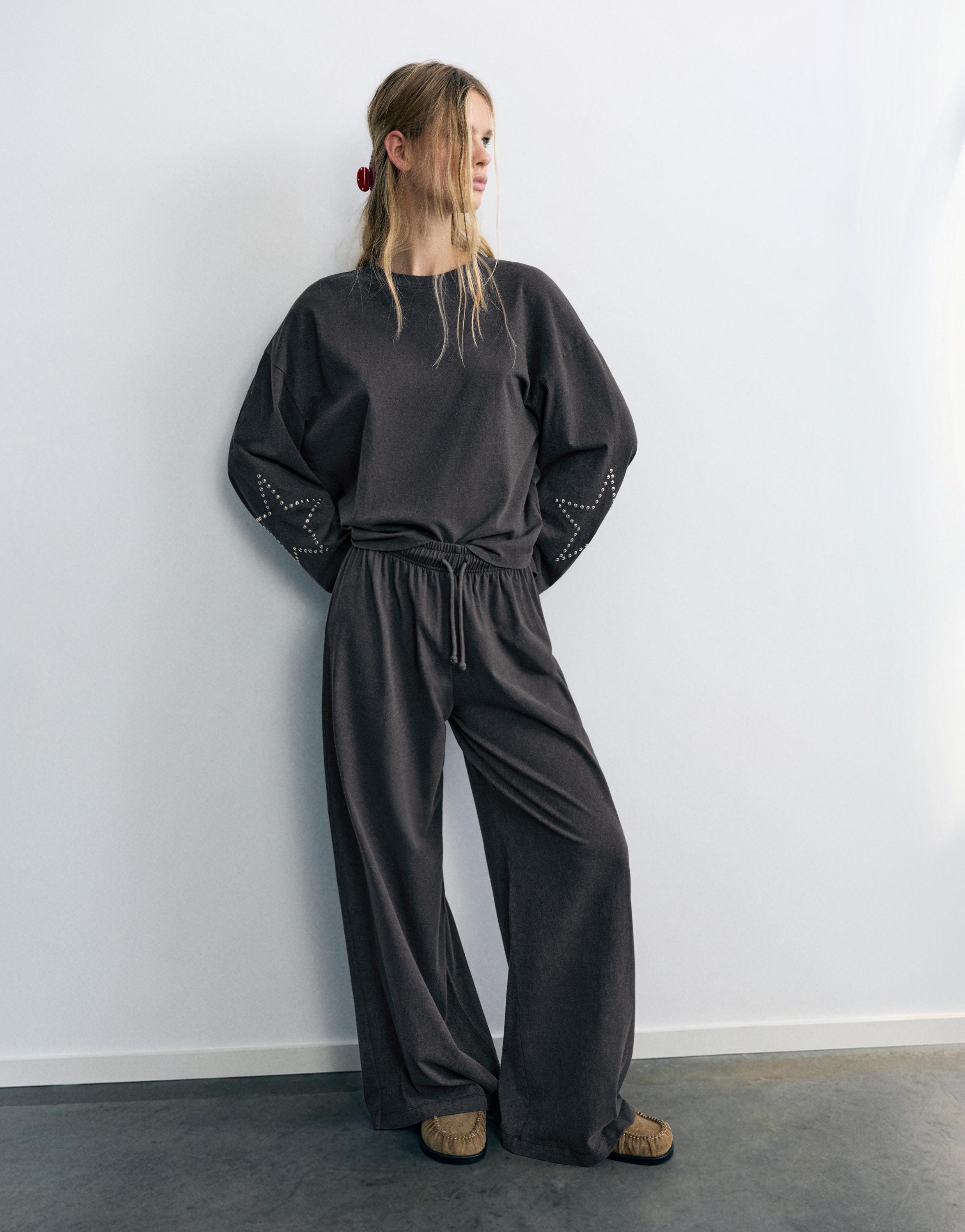 Wide-leg star trousers — Grey