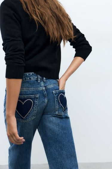 Low-rise straight jeans with studs — Medium blue 3
