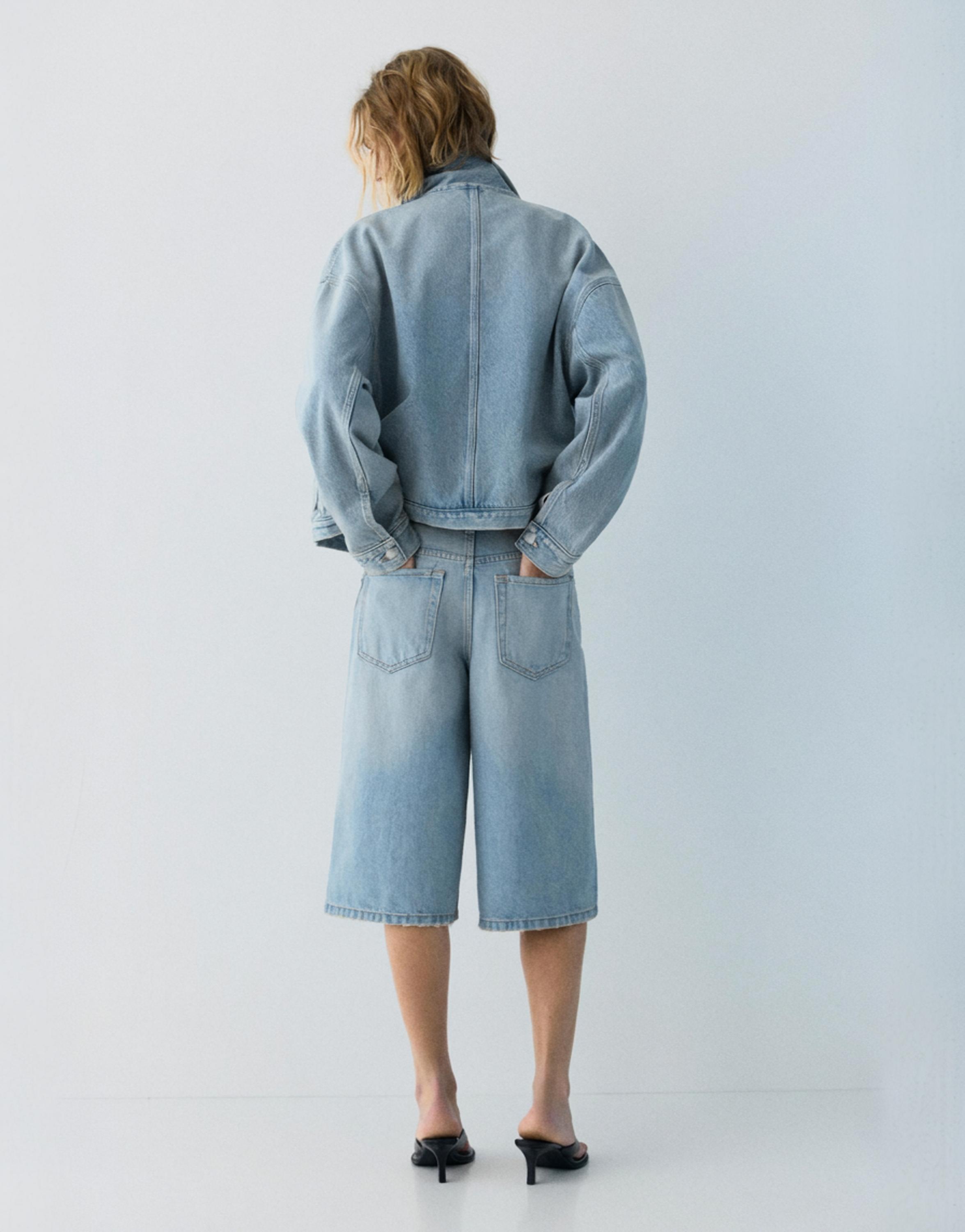 Düşük bel denim şort - Görsel 29