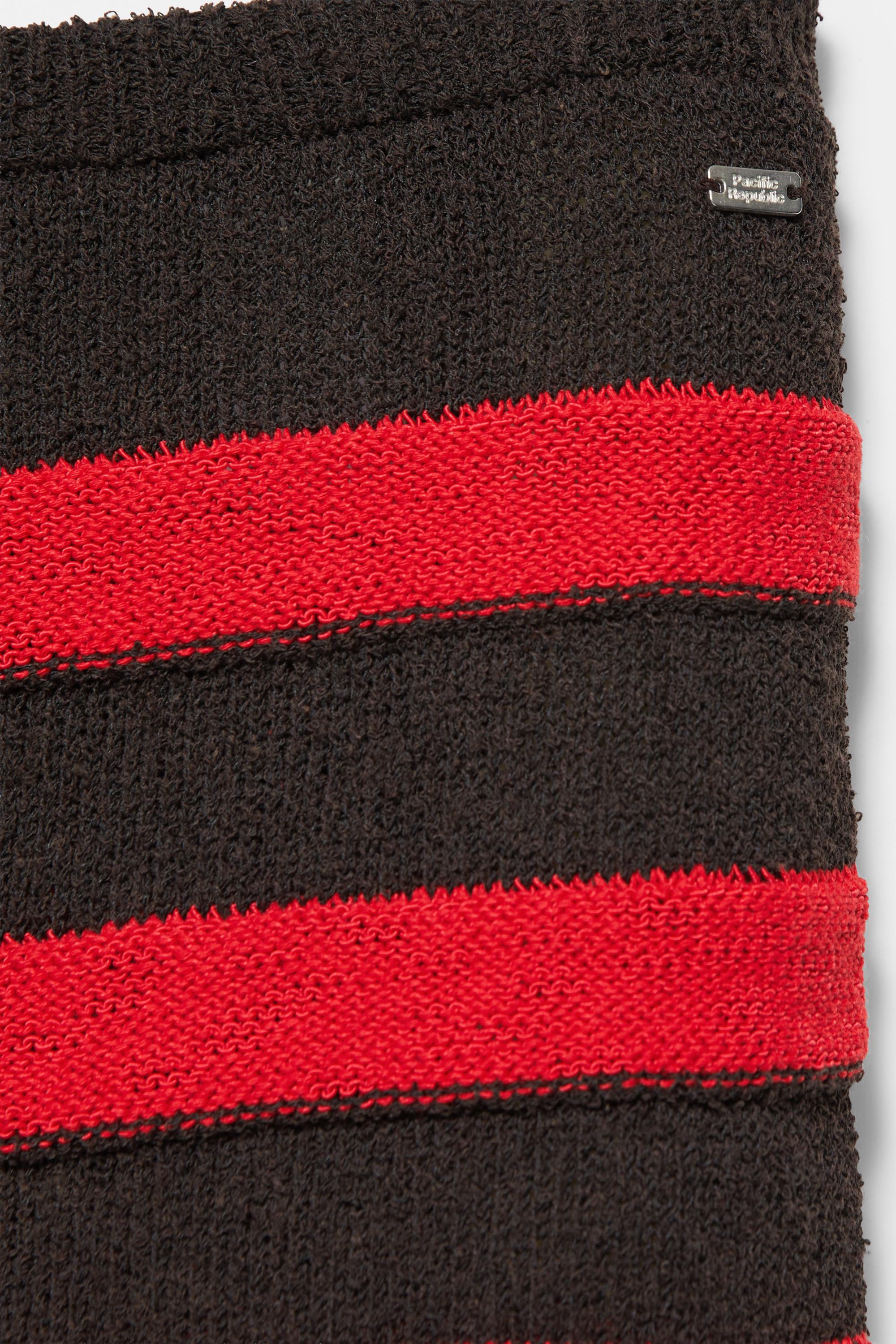 Striped knit mini shorts — Brown