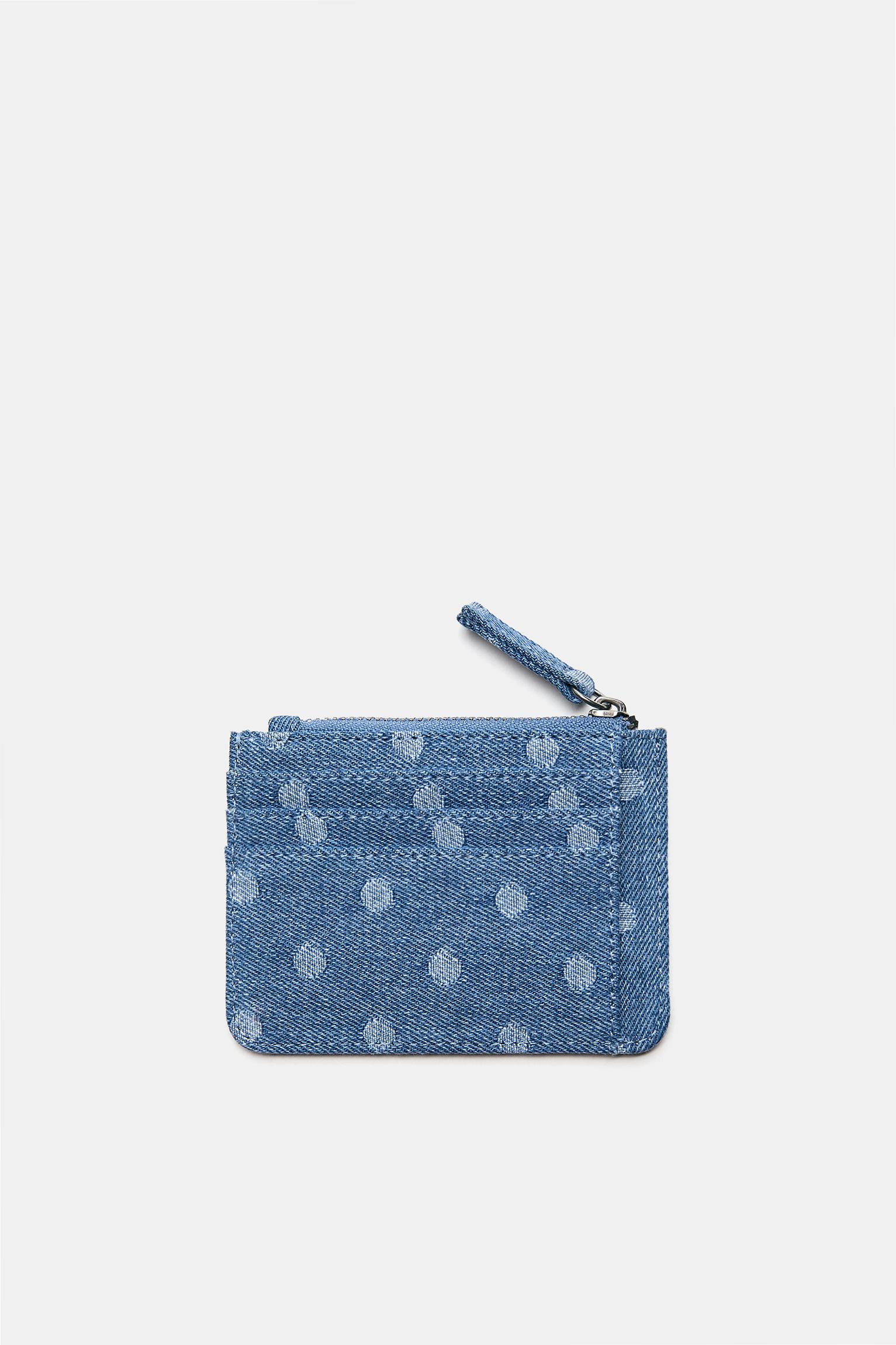 Denim polka dot card holder — Sand (alternate view)
