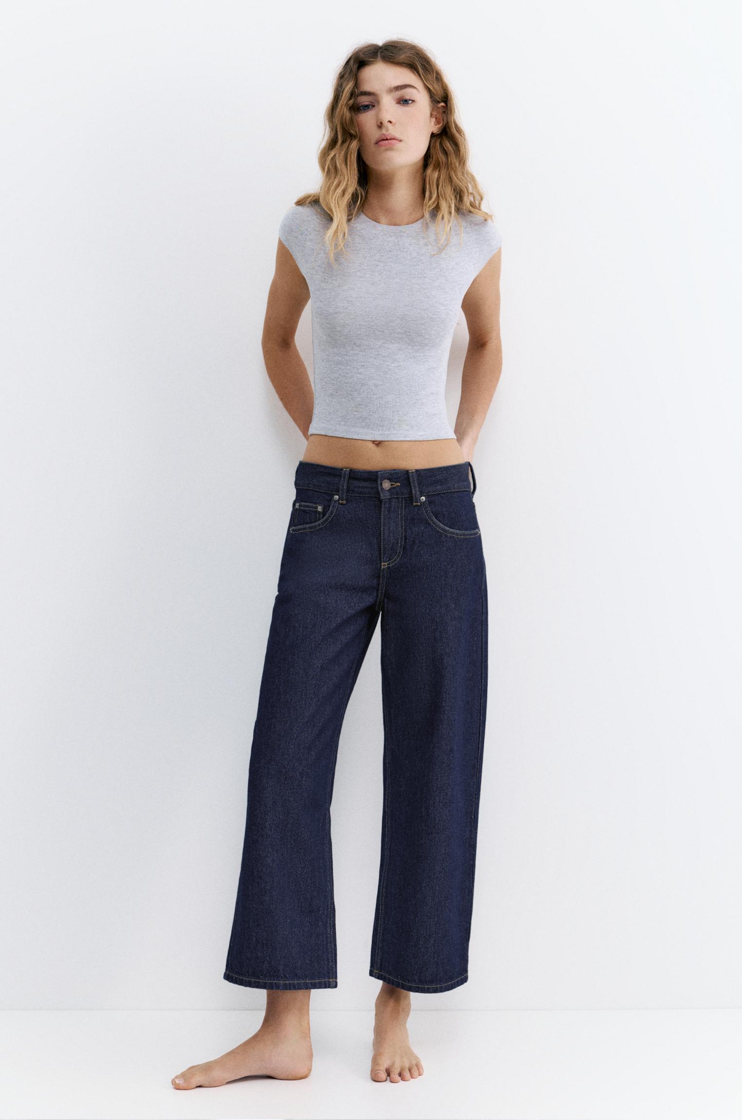 Low-rise culottes jeans — Navy