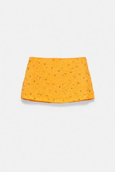 Orange sequin mini skirt — Orange 6