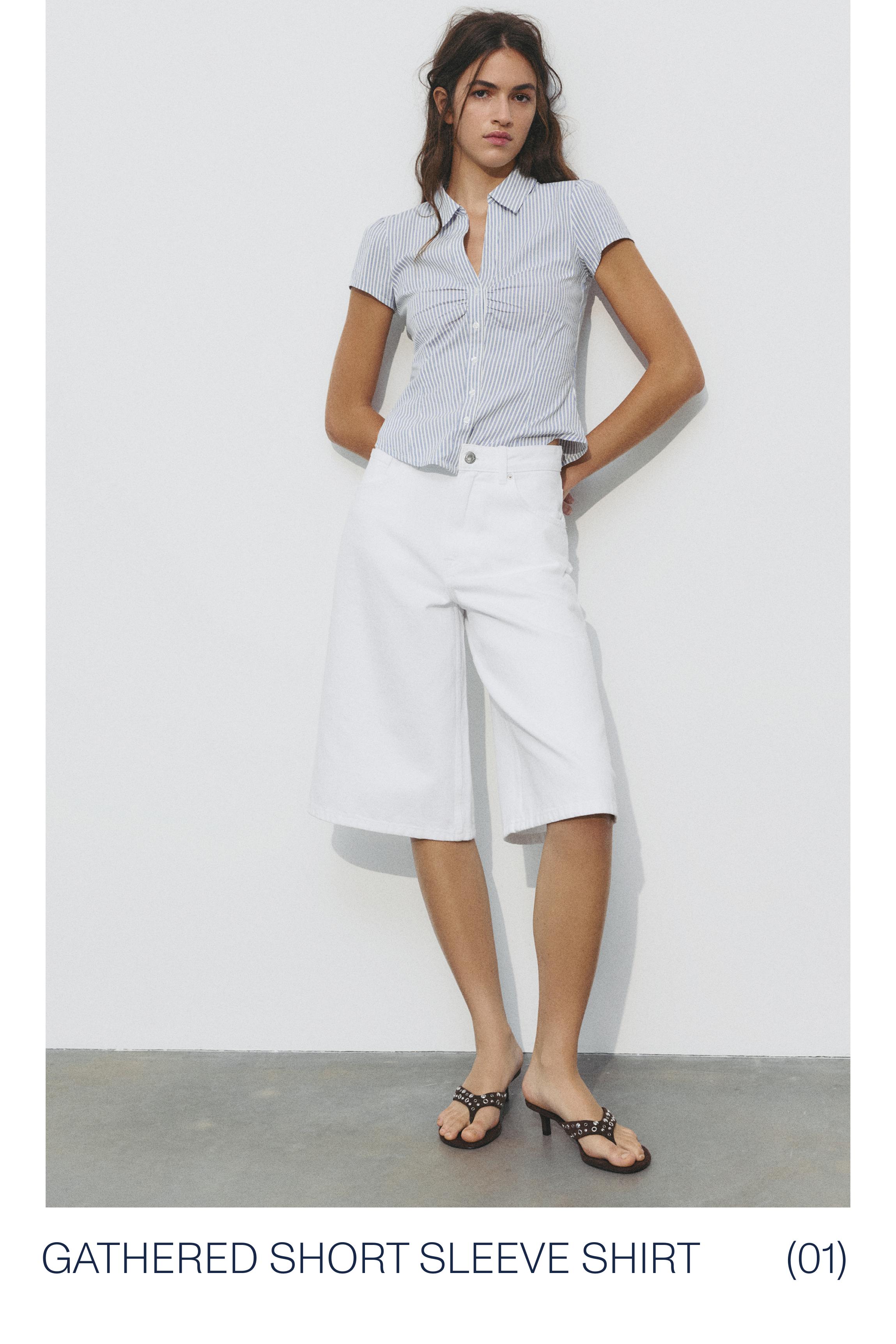 Slim fit short sleeve shirt — Blue/White