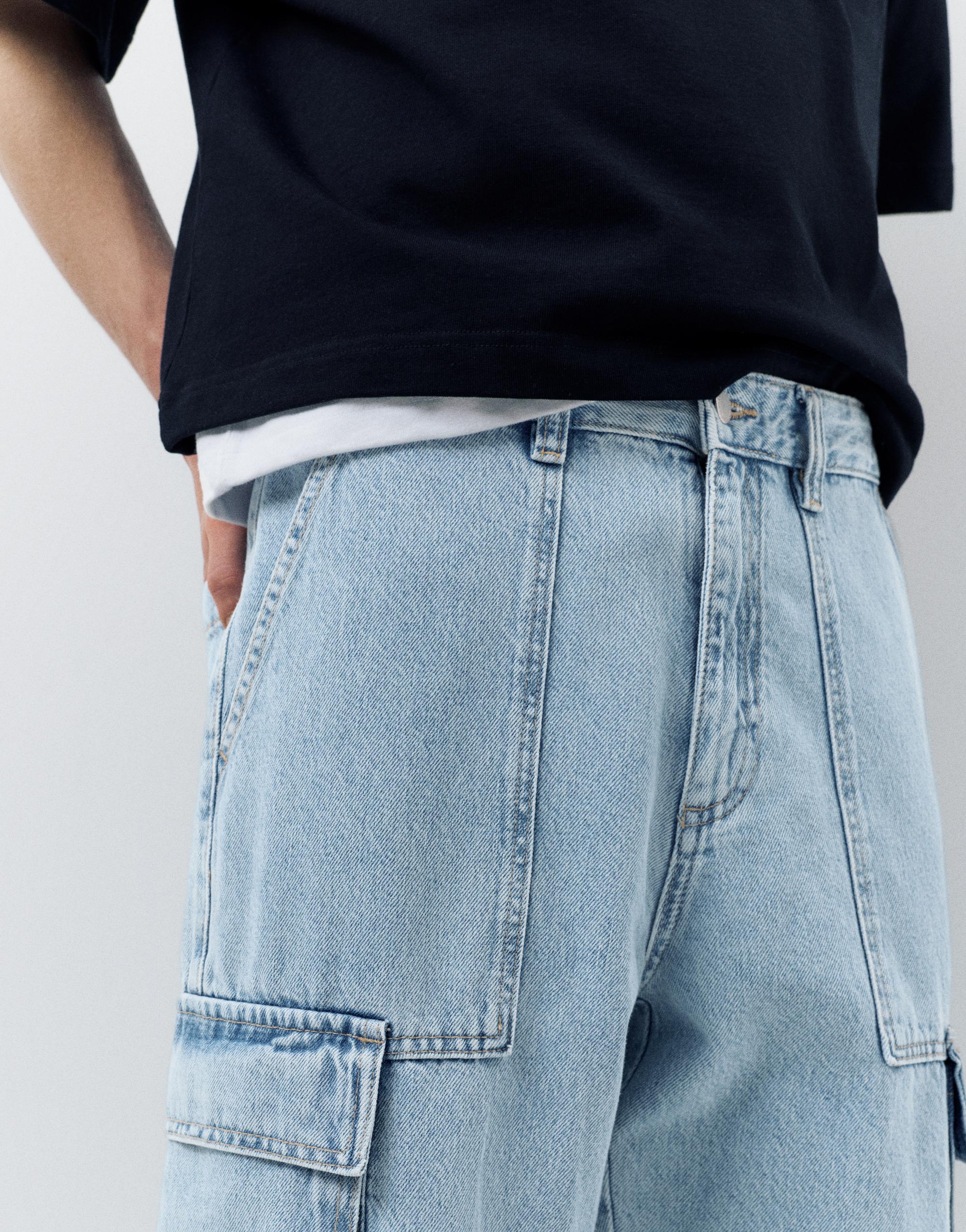 Baggy cargo jeans — Medium blue