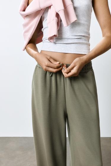 Soft-touch wide-leg trousers — Khaki 3