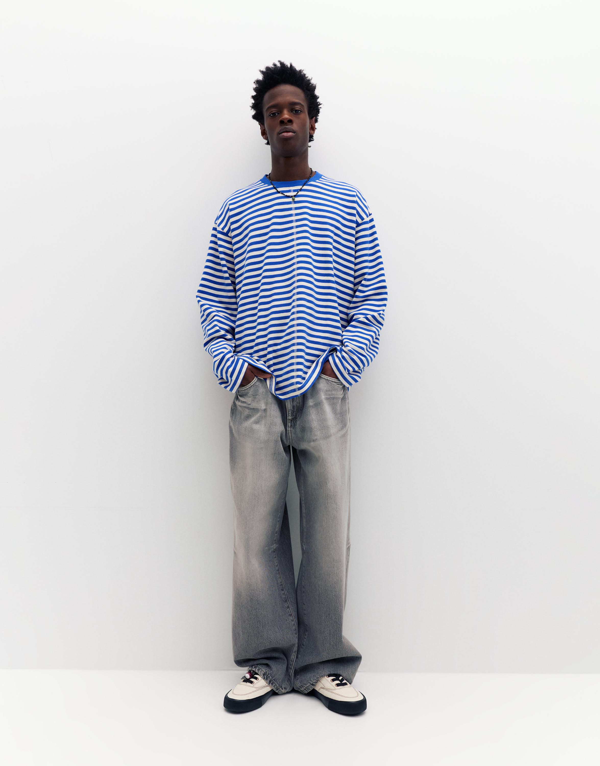 Çizgili uzun kollu t-shirt - Görsel 7