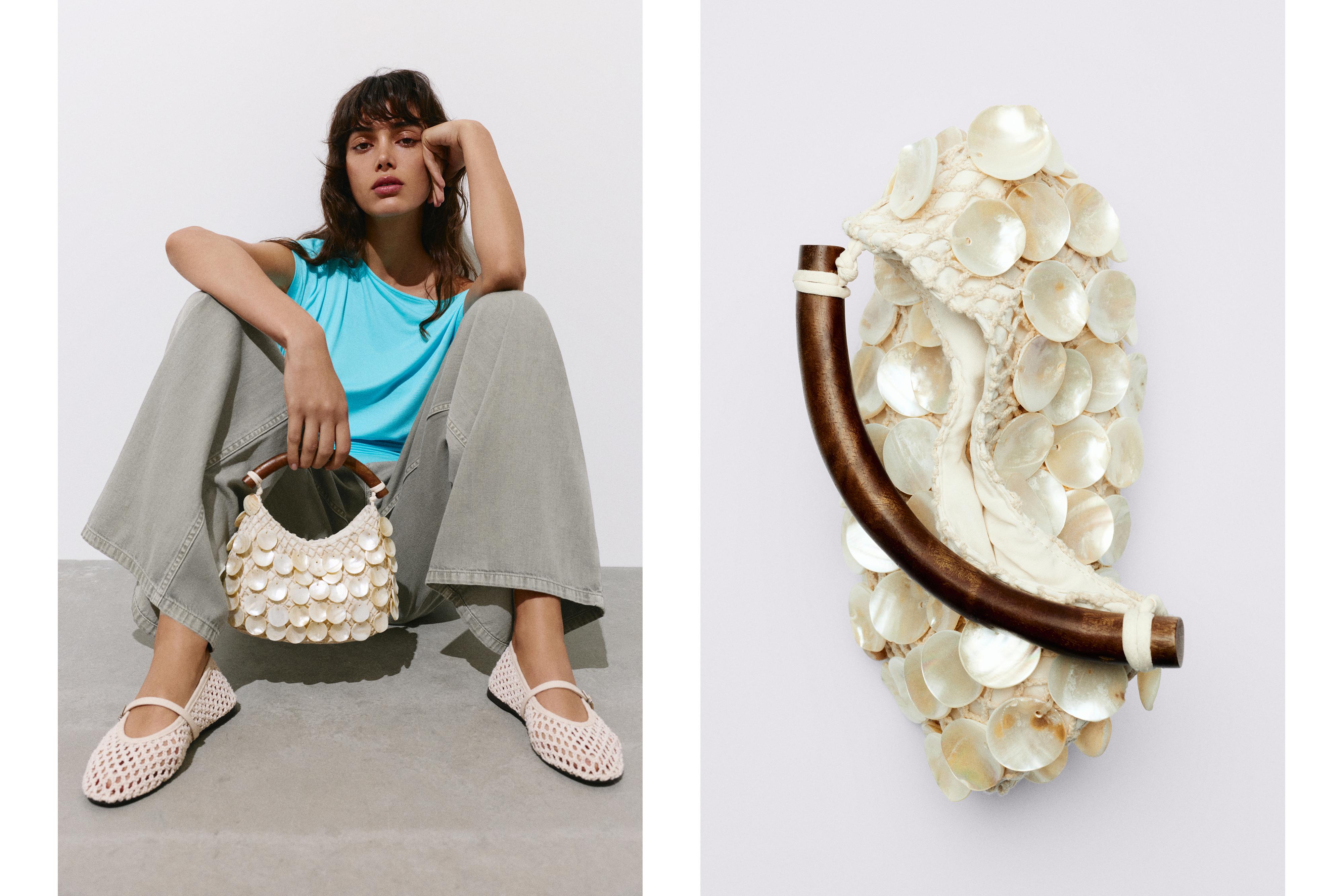 Beaded handbag — Ecru