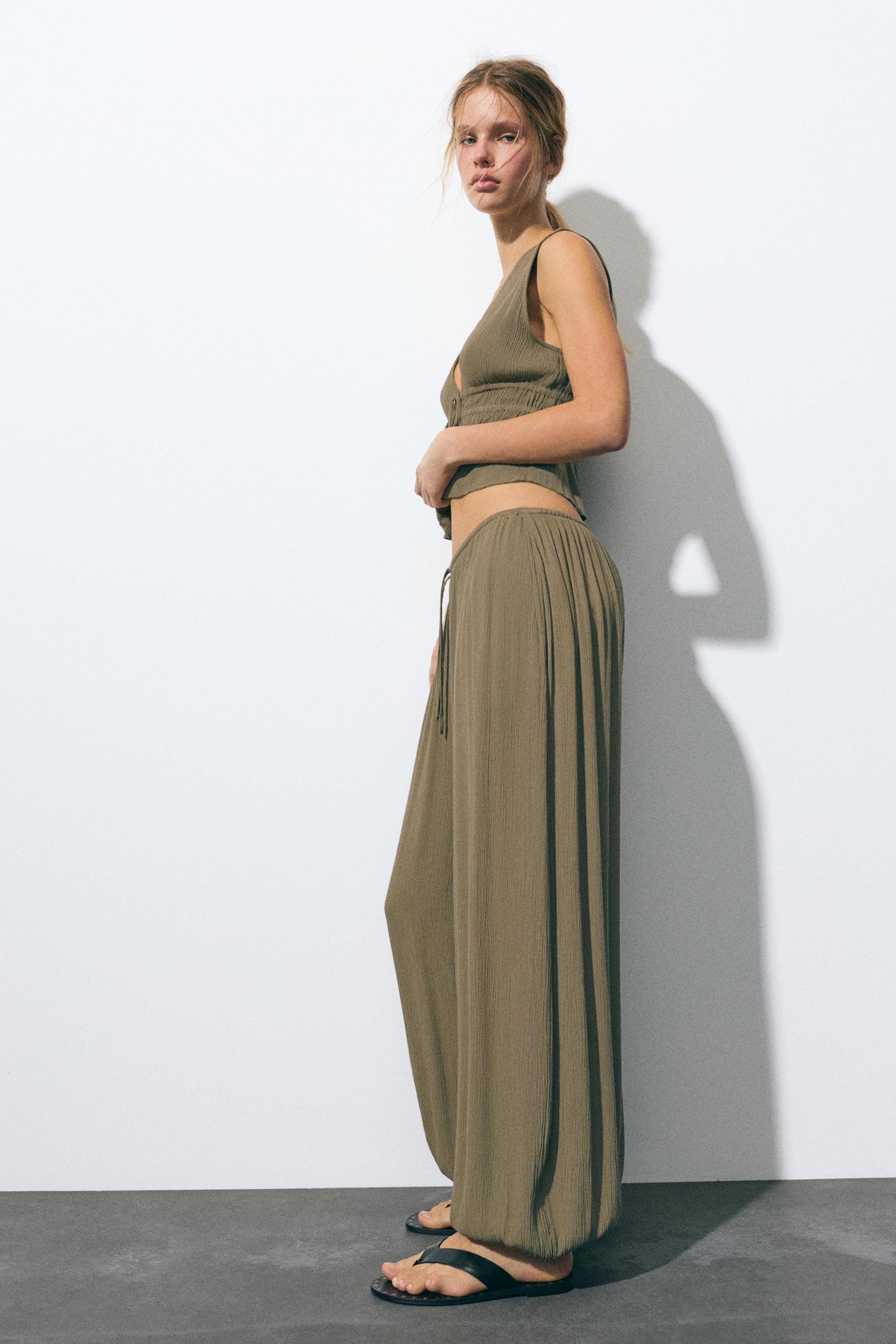 Crepe top with ties — Green