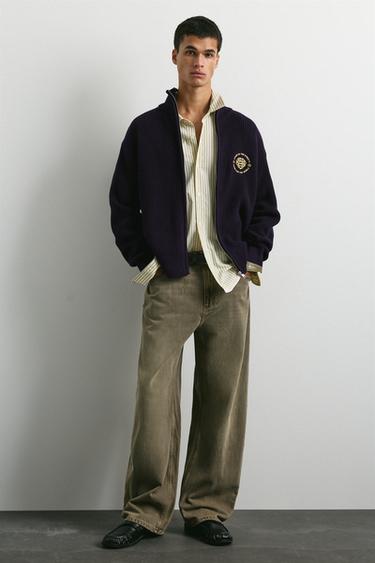 Embroidered zip cardigan — Dark blue 5