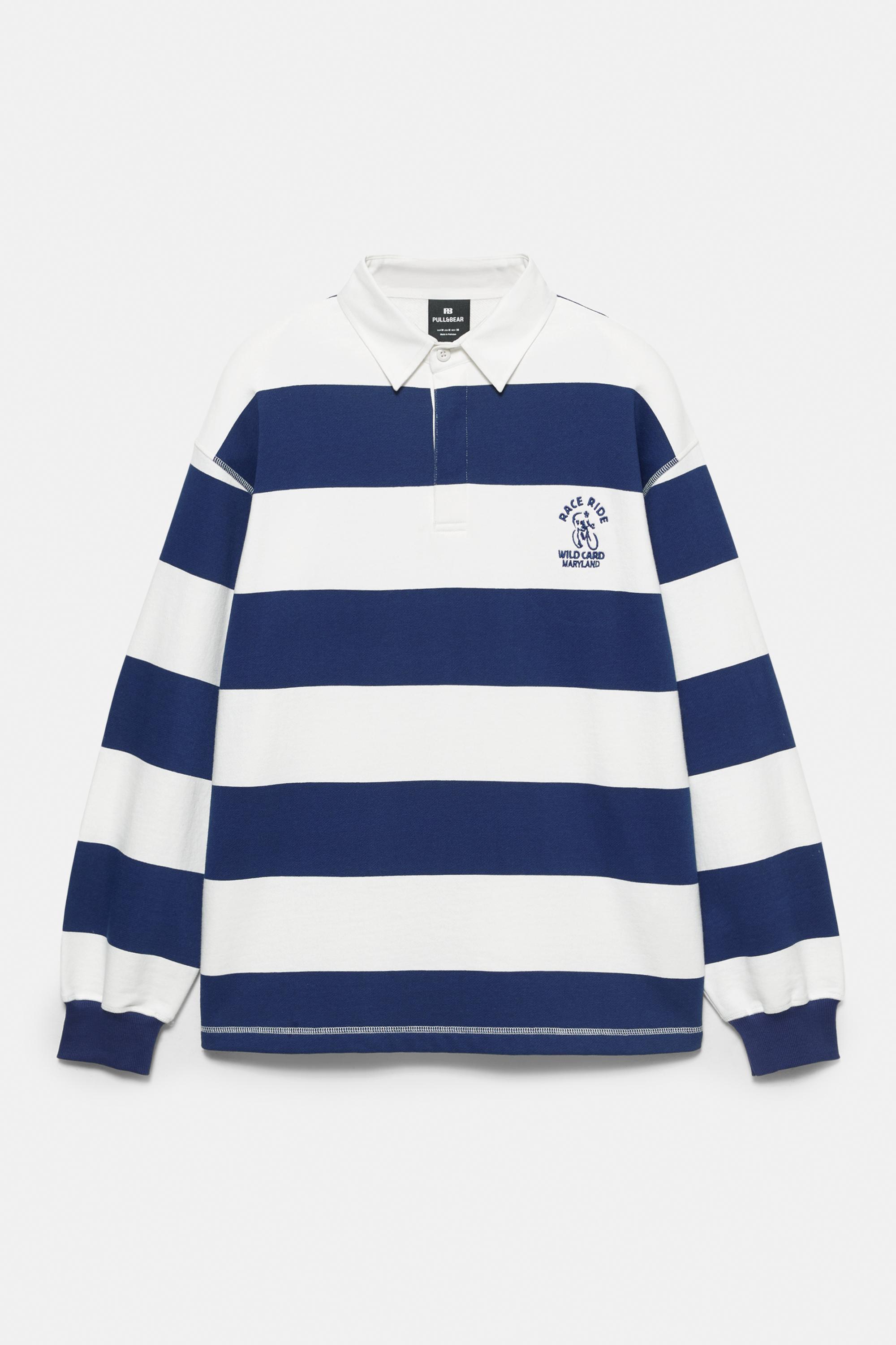 Bisikletçi nakışlı çizgili polo tişört - Görsel 4