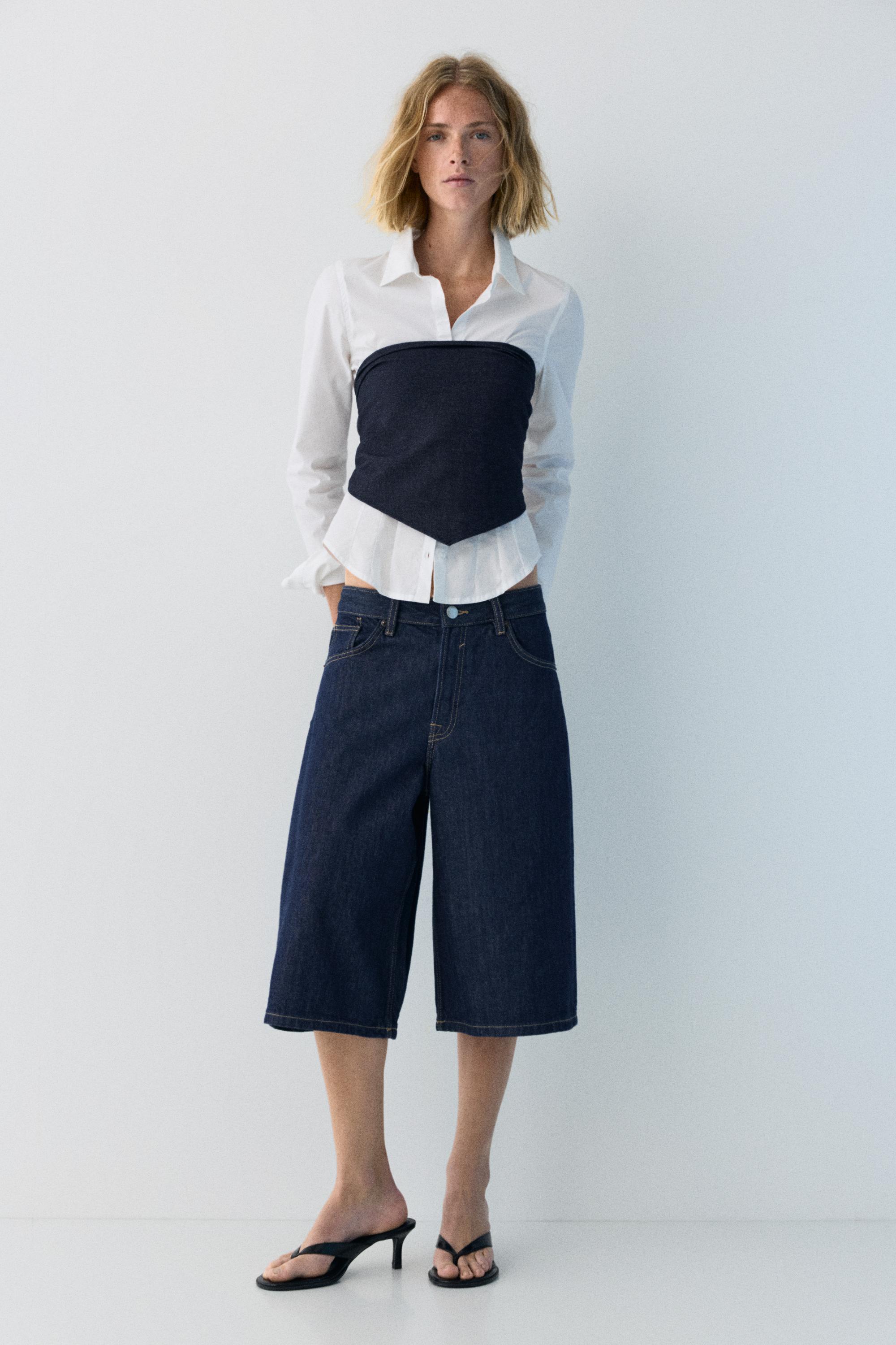 Low-rise denim jorts — Navy