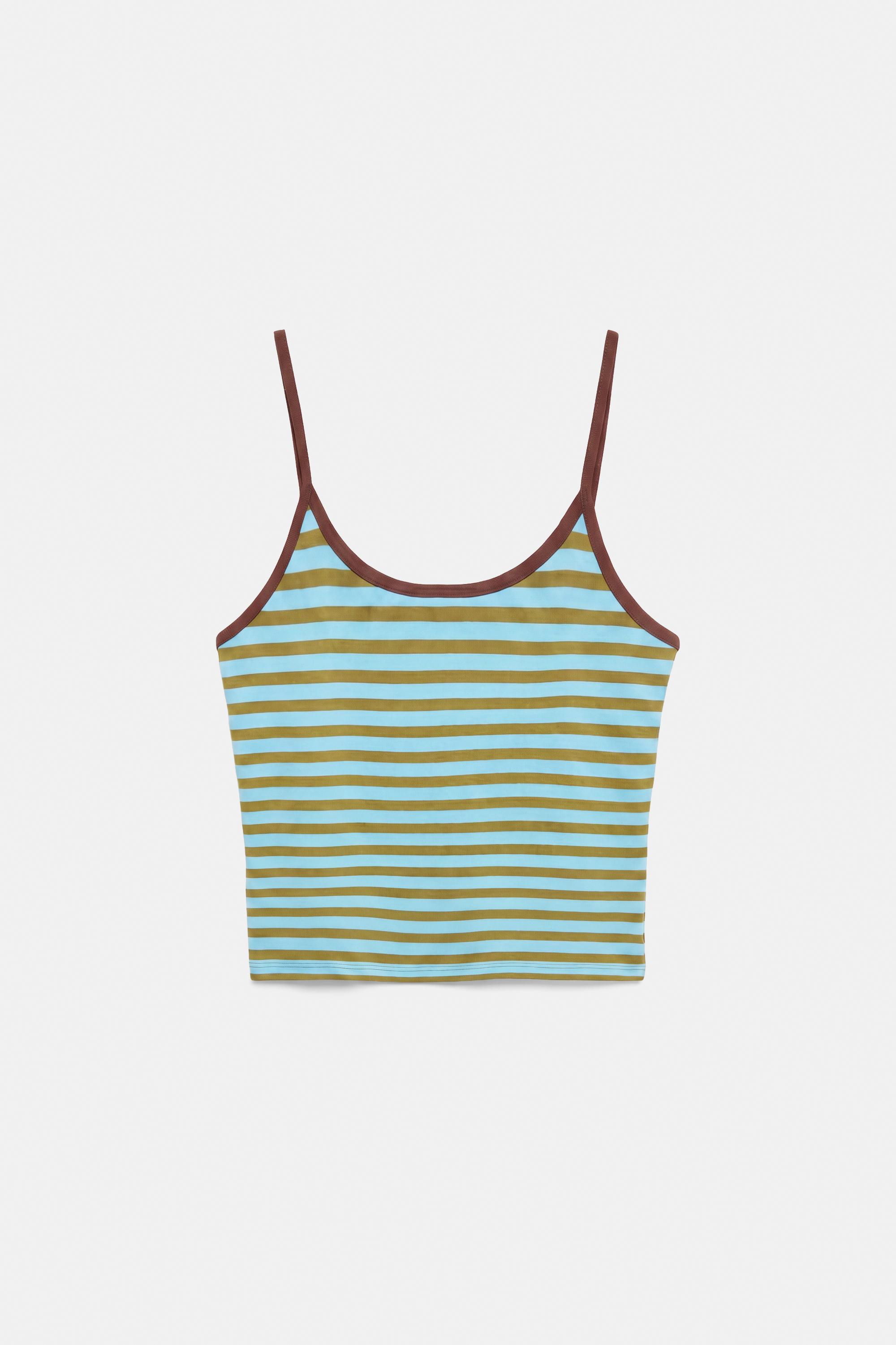 Striped strappy top — Bluish green