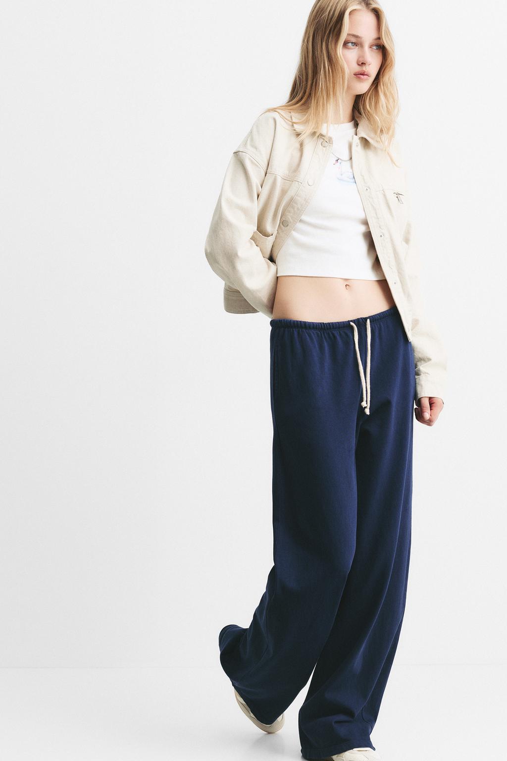 Blue wide-leg sweatpants pull&bear