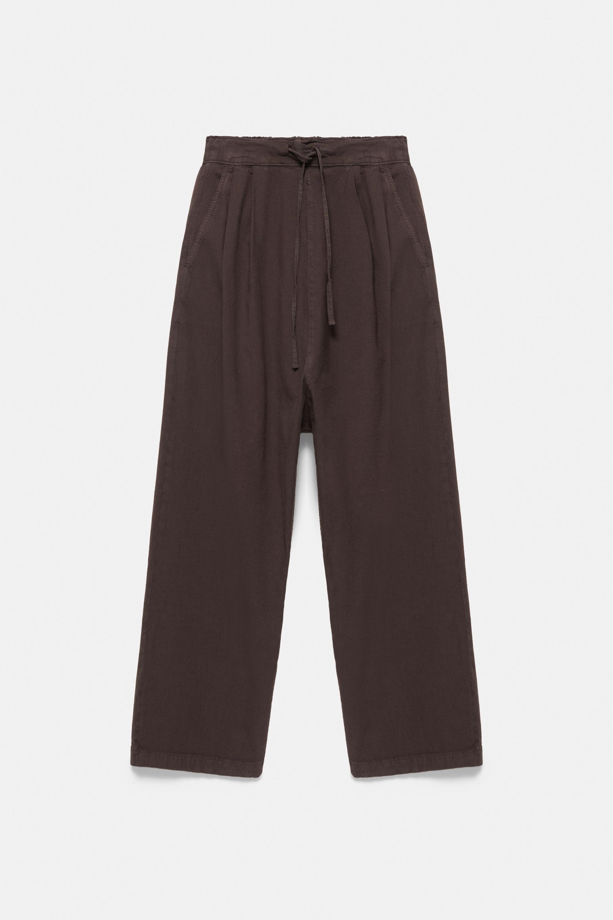 Baggy sarouel trousers with drawstring — Brown