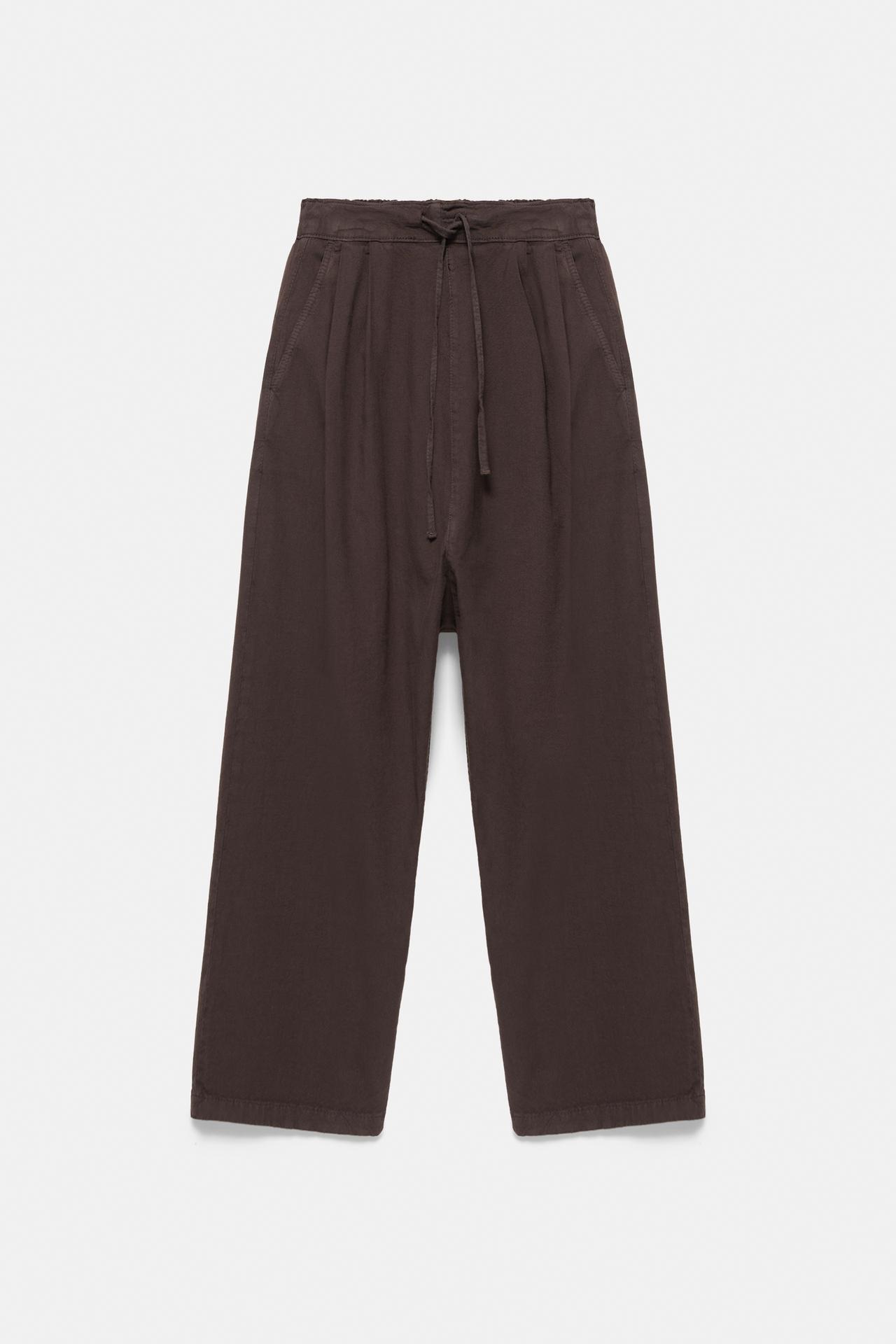 Baggy sarouel trousers with drawstring — Brown