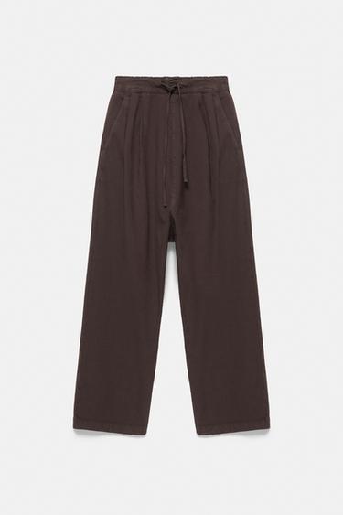 Baggy sarouel trousers with drawstring — Brown 4