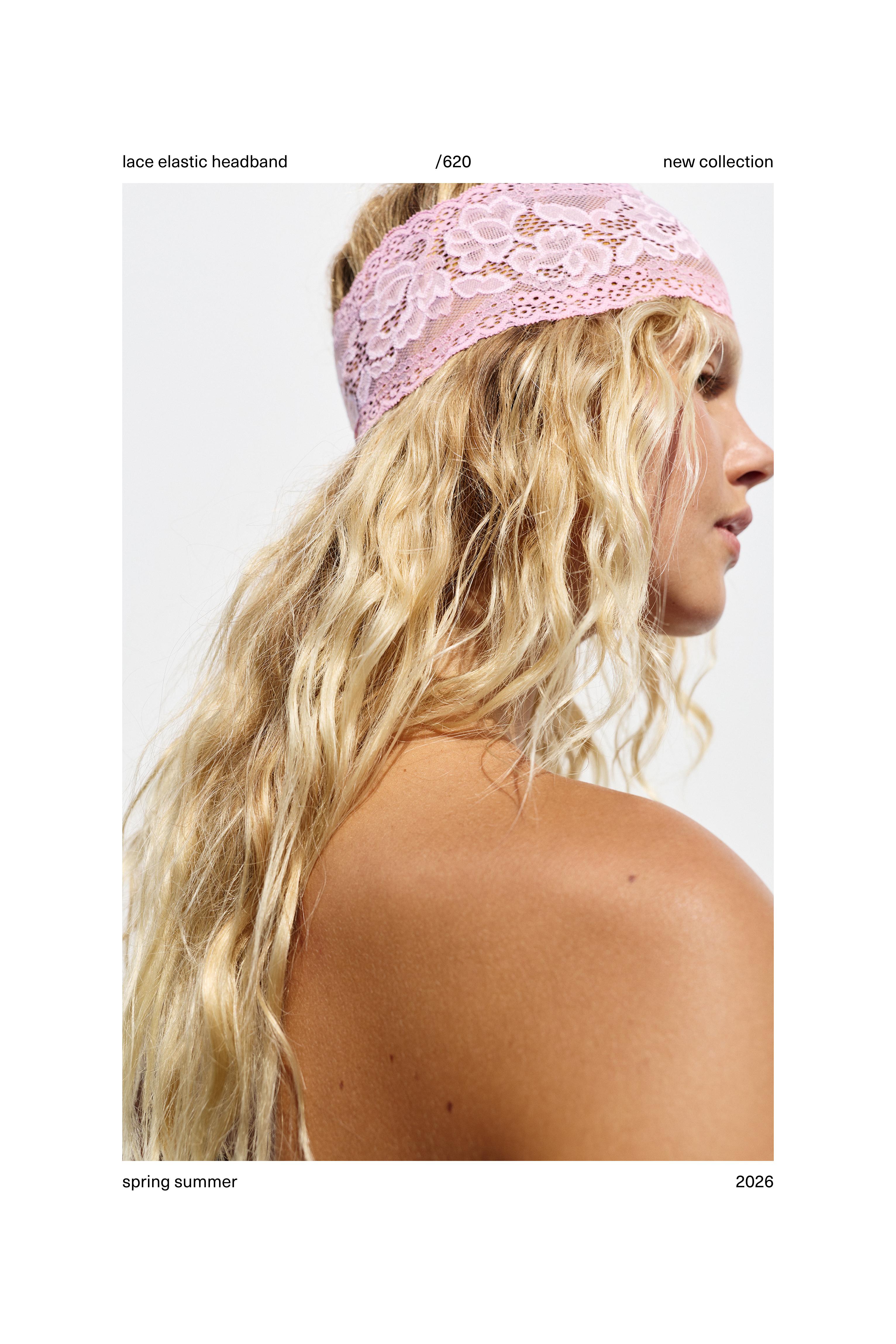 Stretch lace headband — Pink