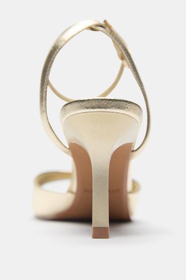 Gold metallic heeled sandals — Gold 4