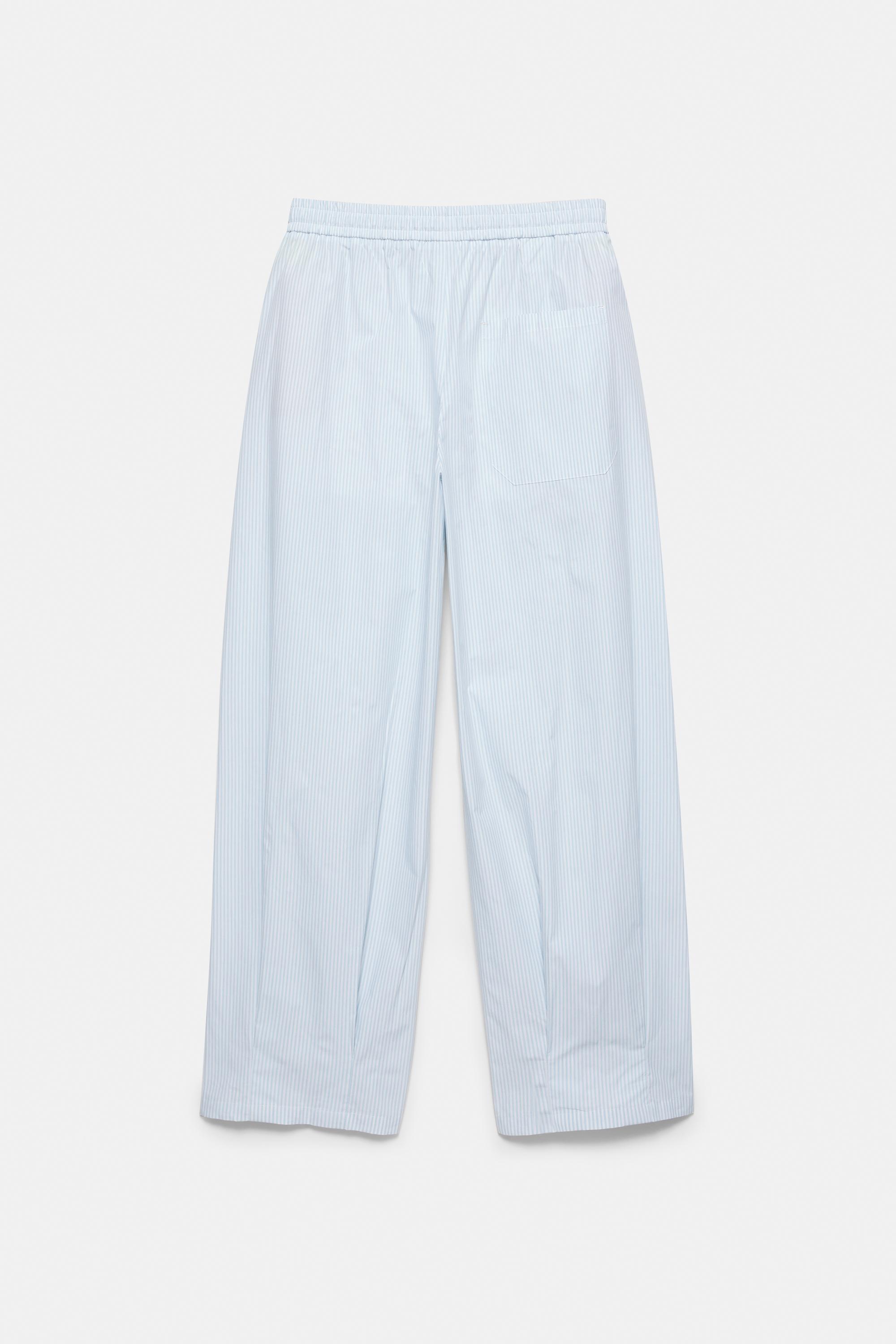 Relaxed fit striped pyjama-style trousers — Pale blue