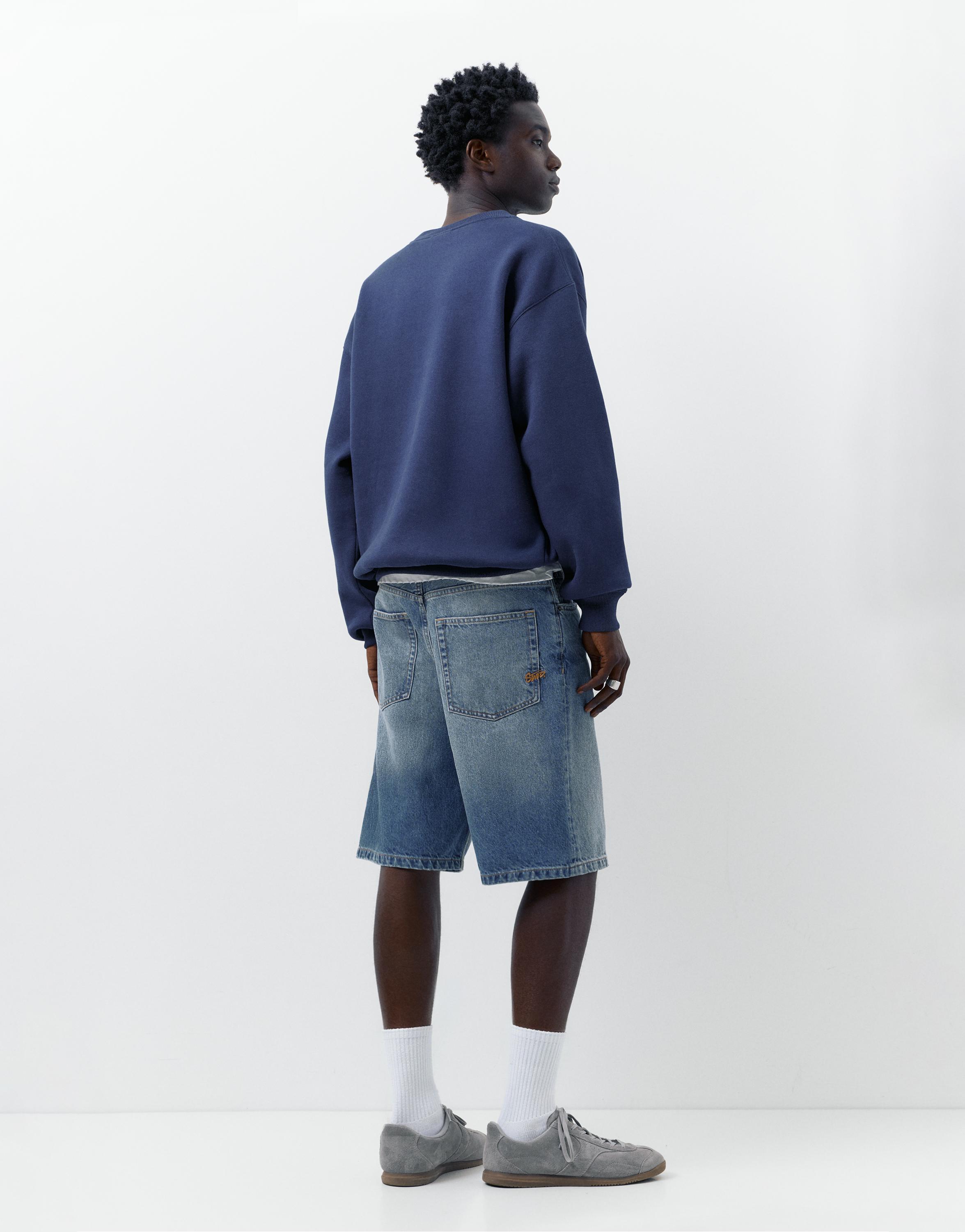 Baggy denim Bermuda shorts — Medium blue