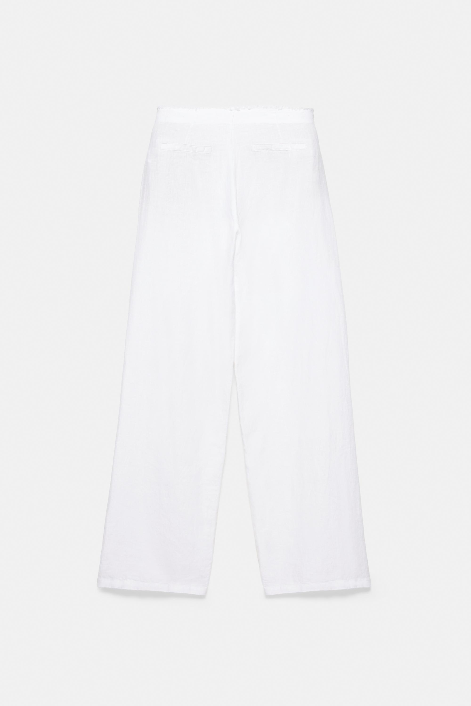 100% linen trousers — White