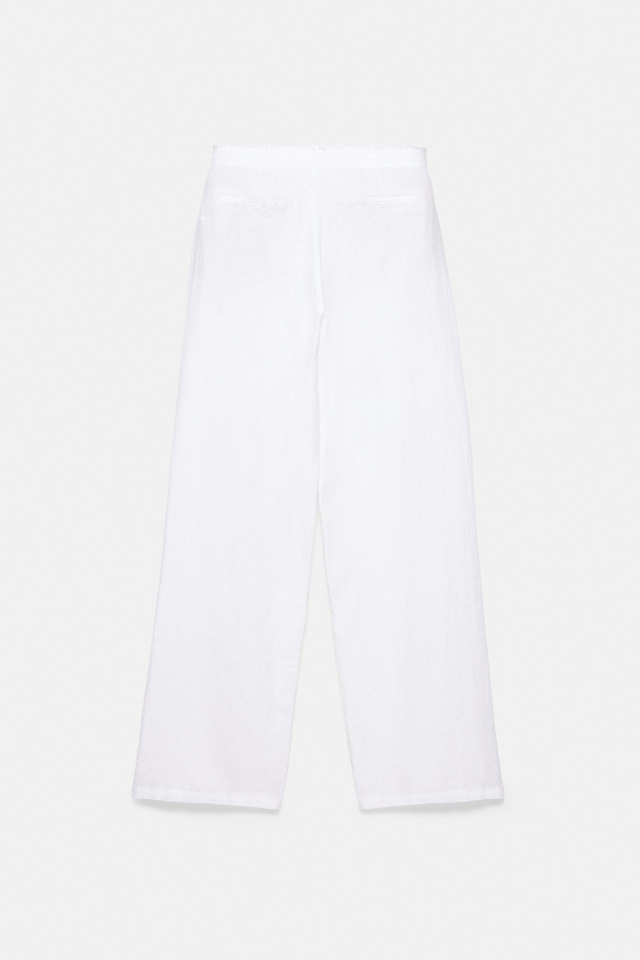 100% linen trousers — White