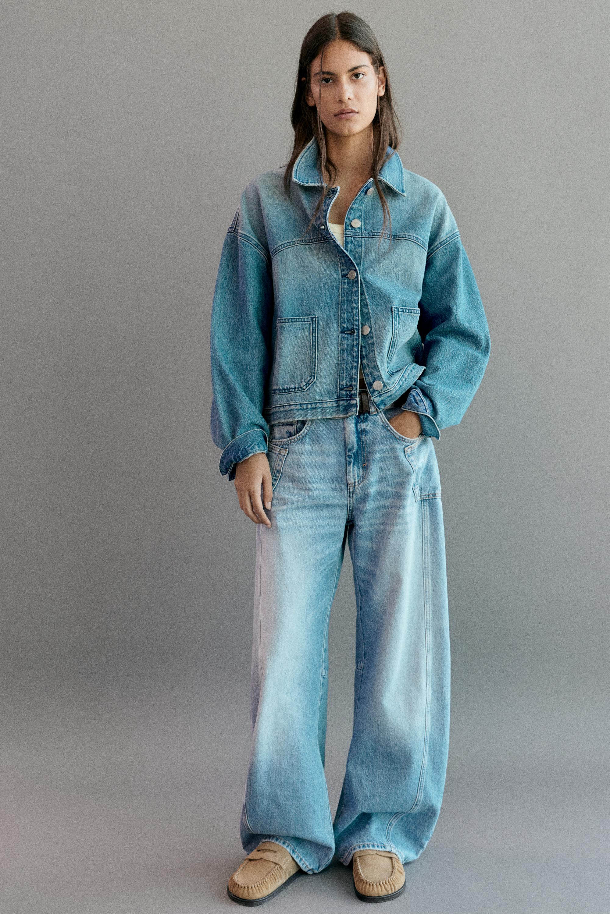 Boxy denim overshirt — Pale blue