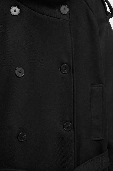Short felt belted trench coat — Black 6
