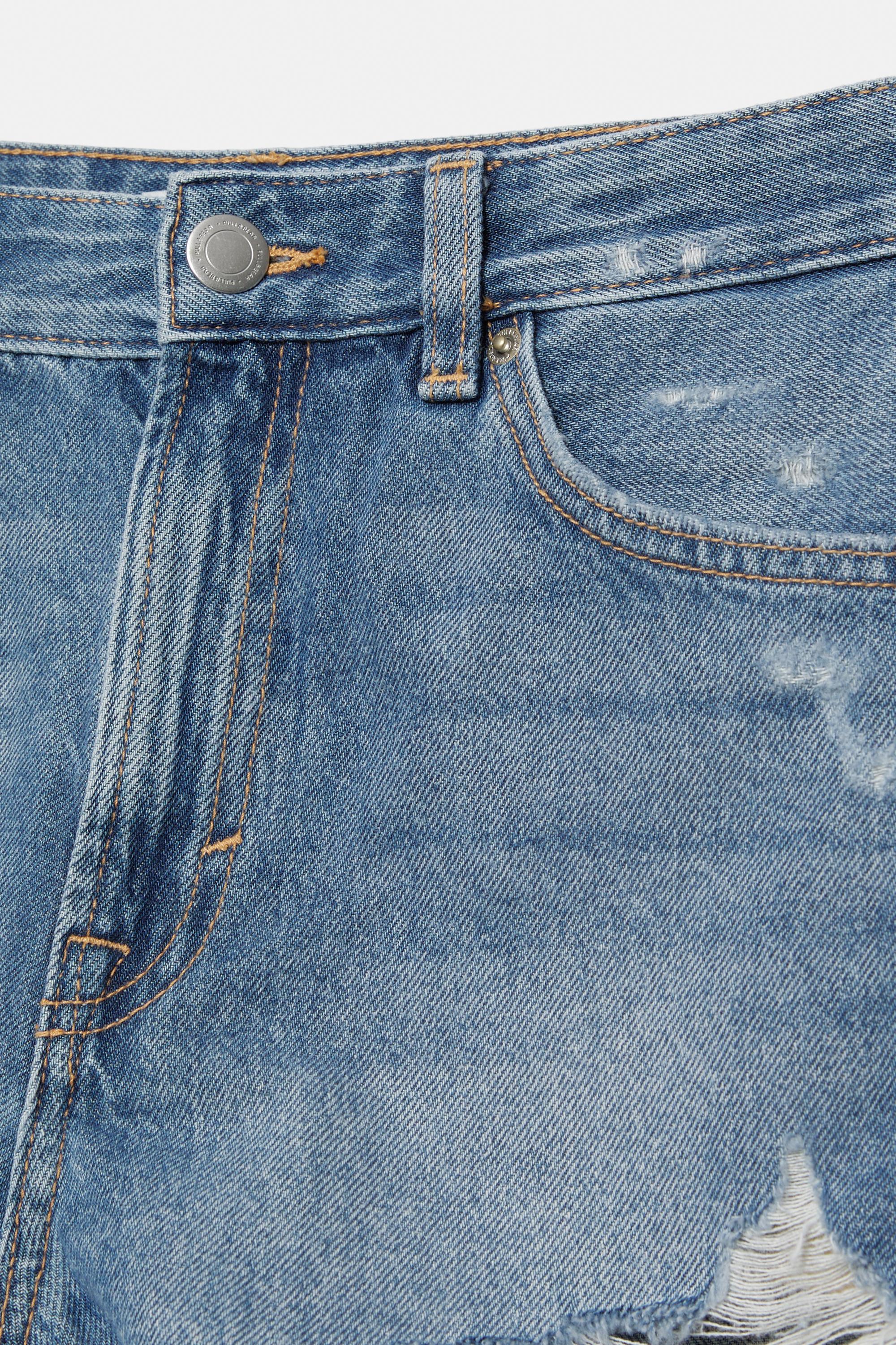 Mom fit ripped denim shorts — Medium blue