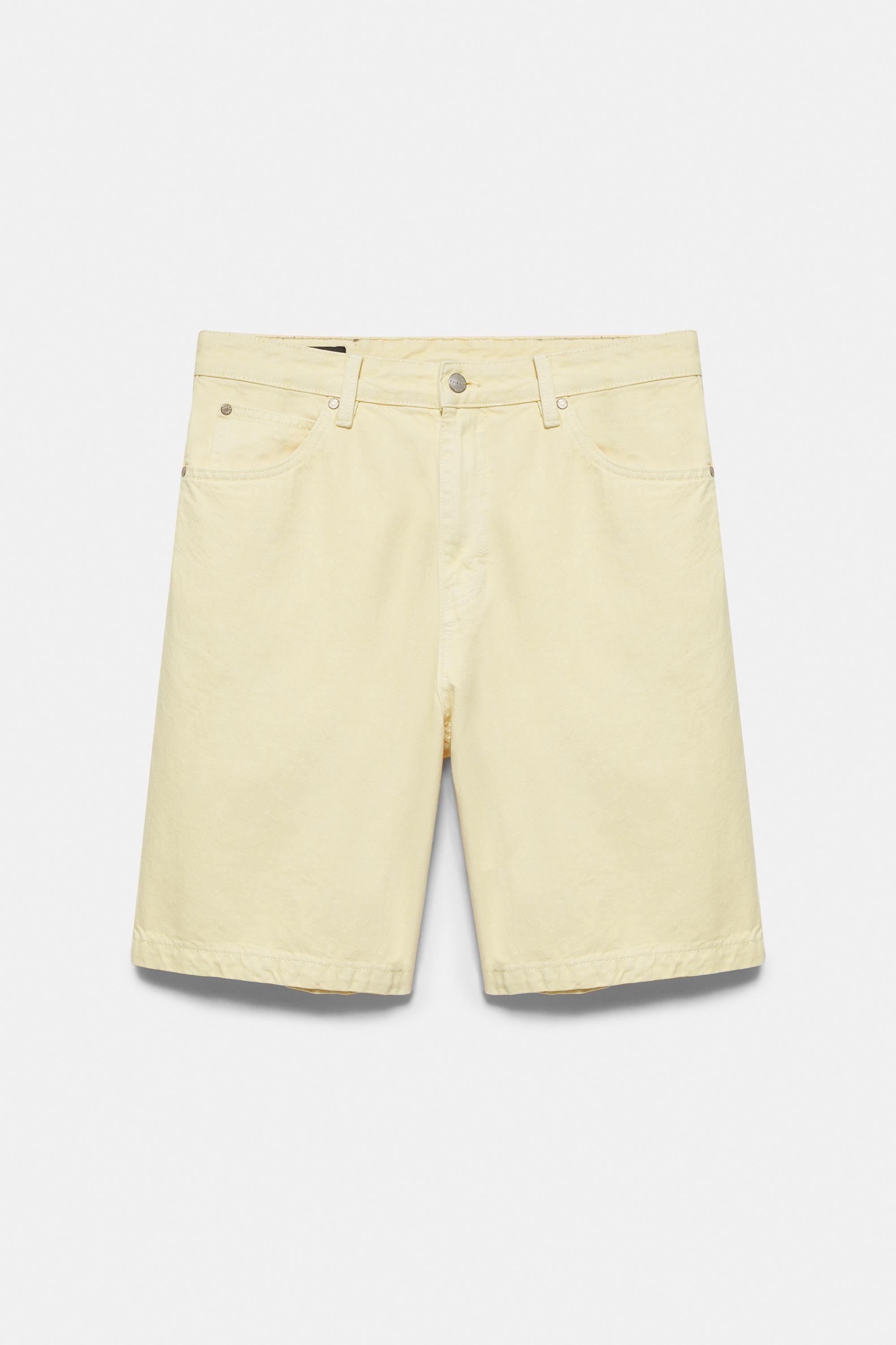 Baggy denim Bermuda shorts — Yellow