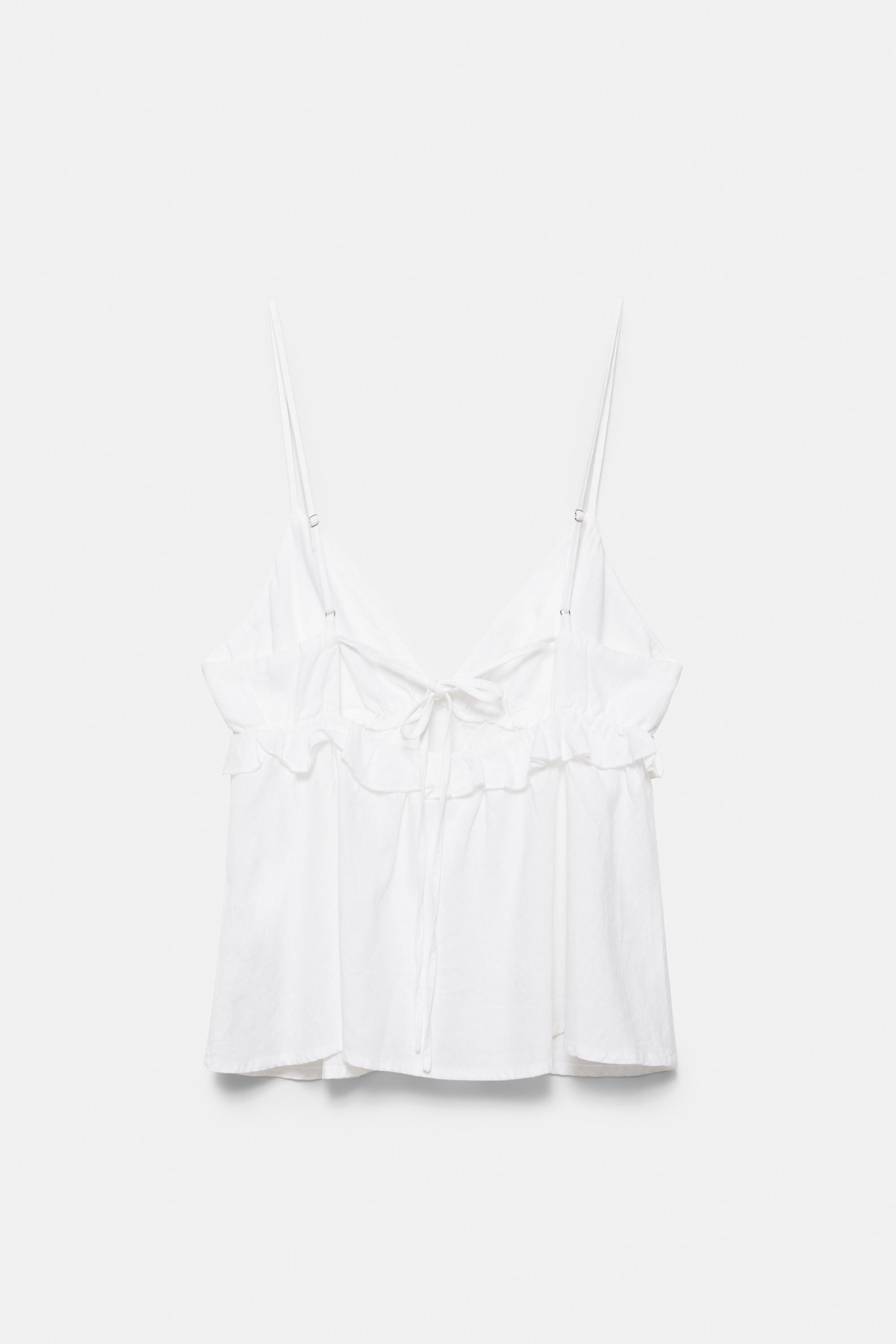 Ruffled linen top — White