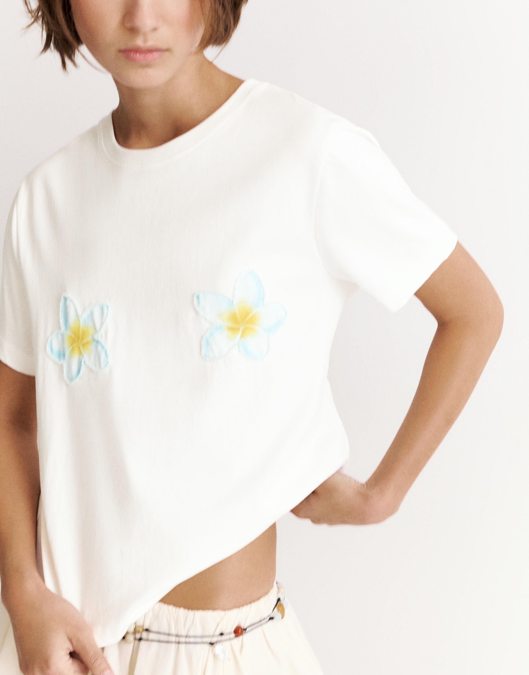 Tahiti floral T-shirt — Ice