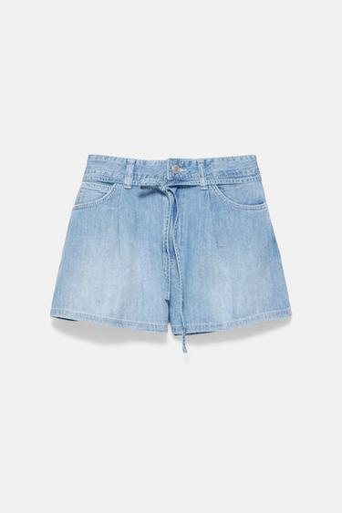 Denim shorts with darts and belt — Pale blue 6