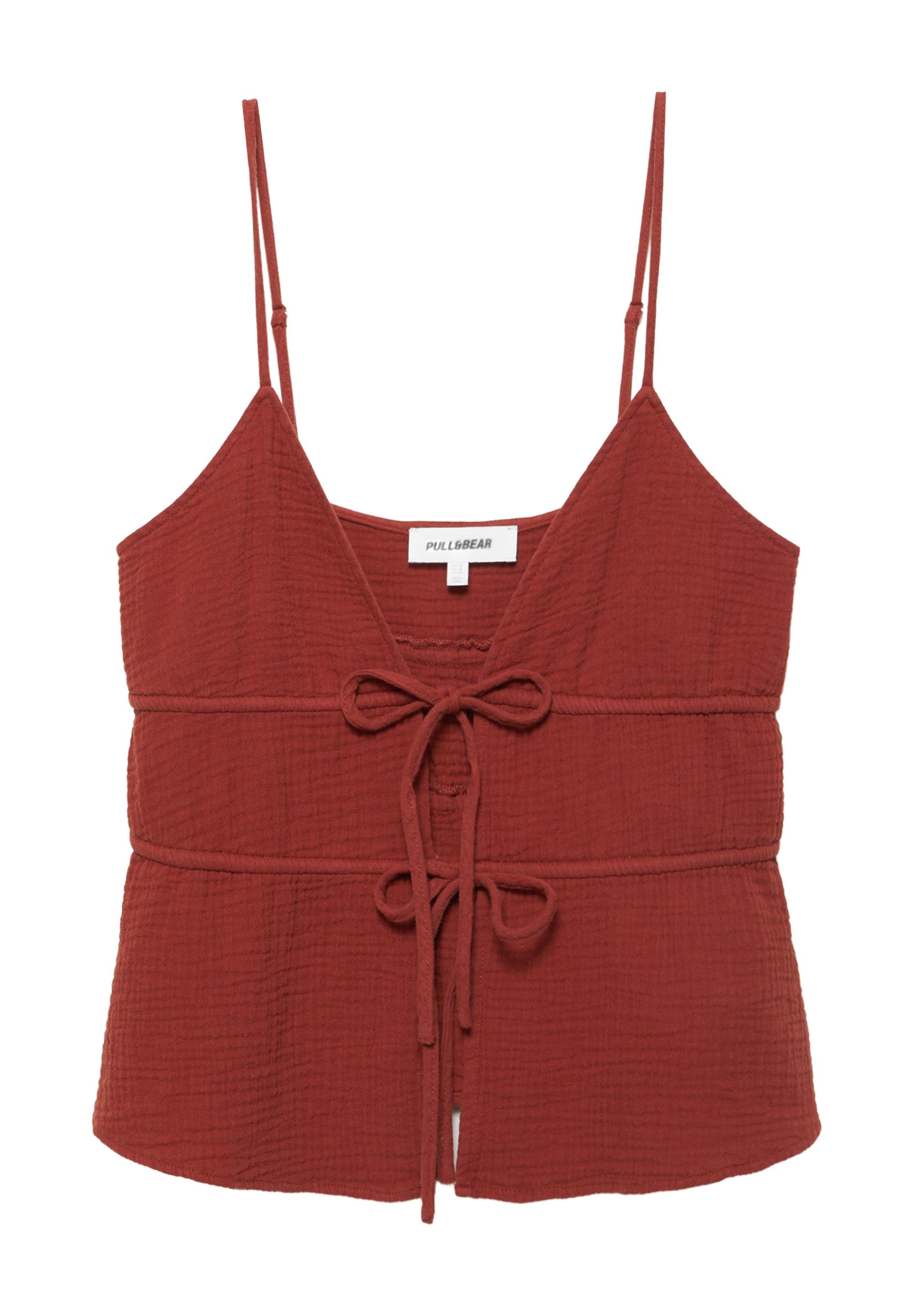 Crepe strappy top — Russet