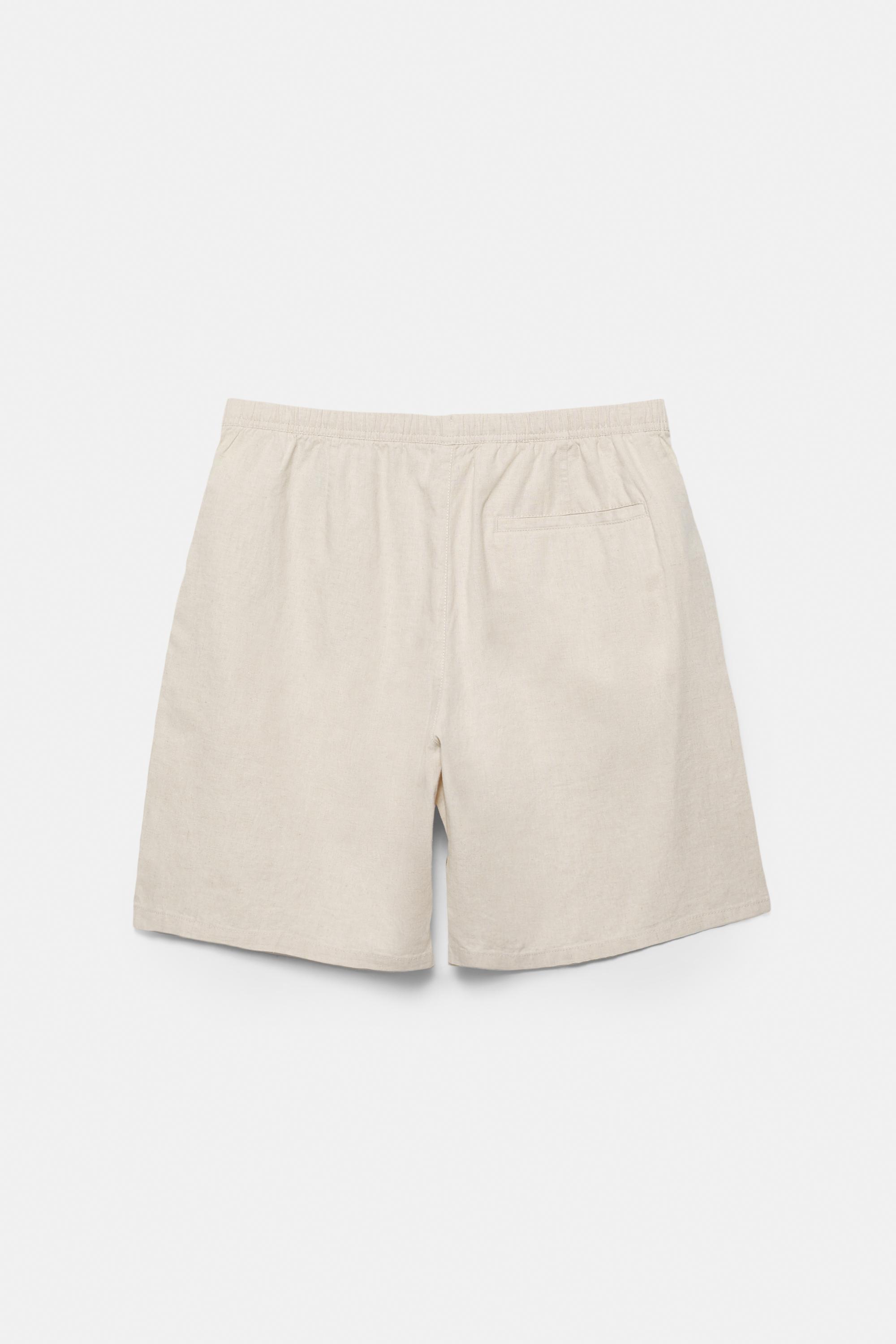Linen blend Bermuda joggers — Beige
