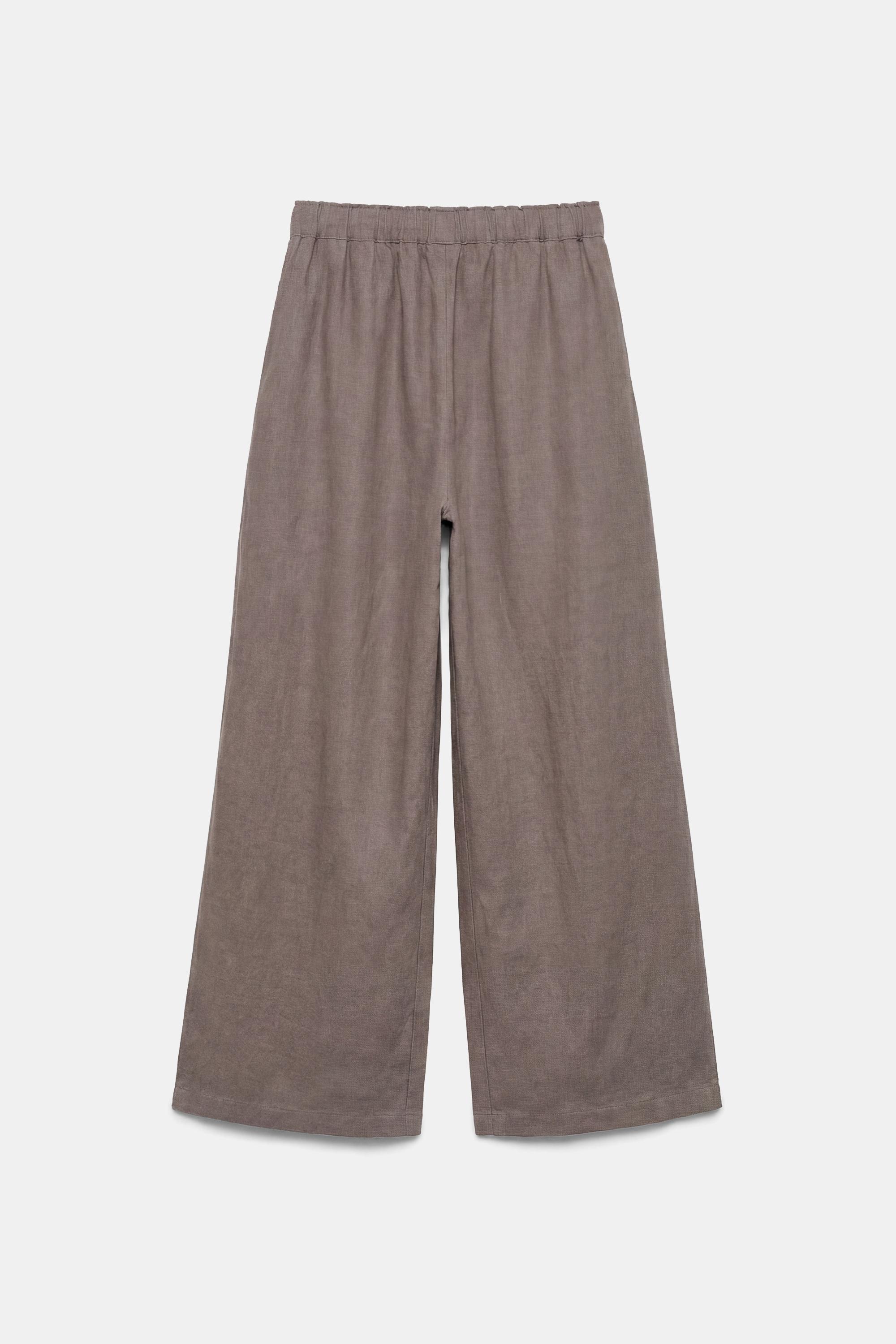 Elasticated waist culottes — Pale brown