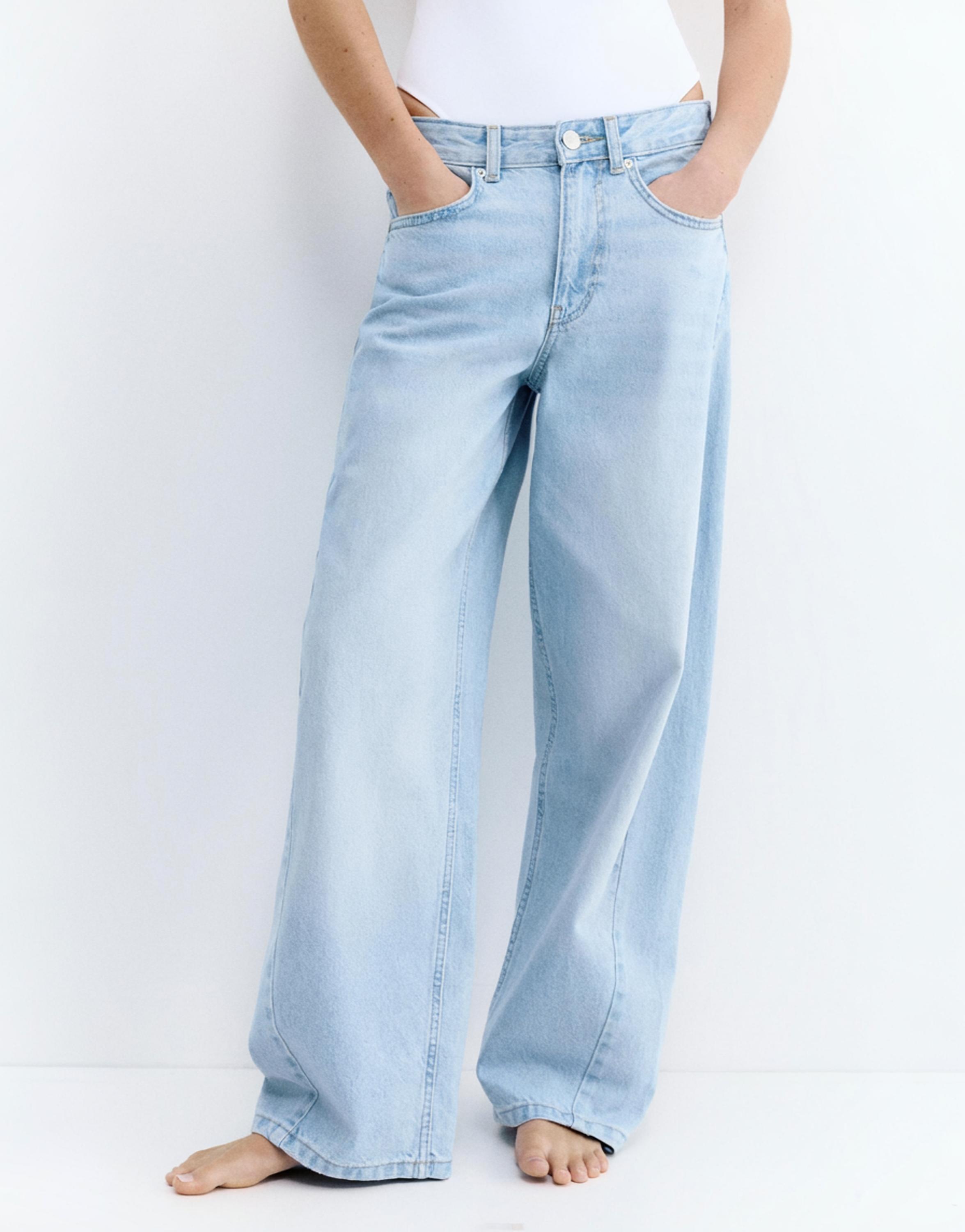 Low-rise barrel jeans — Pale blue