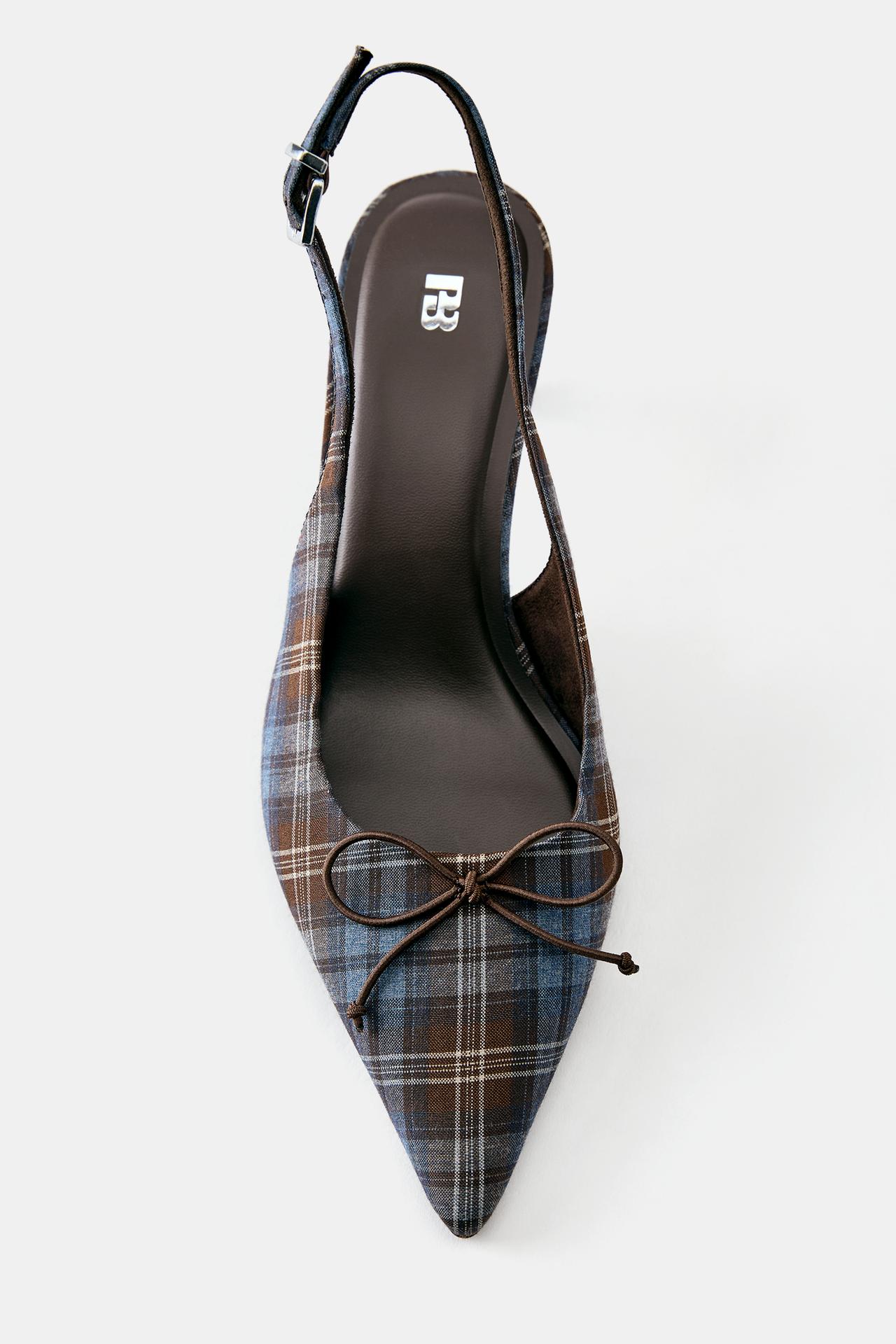 Checked slingback heels — Multi-colored