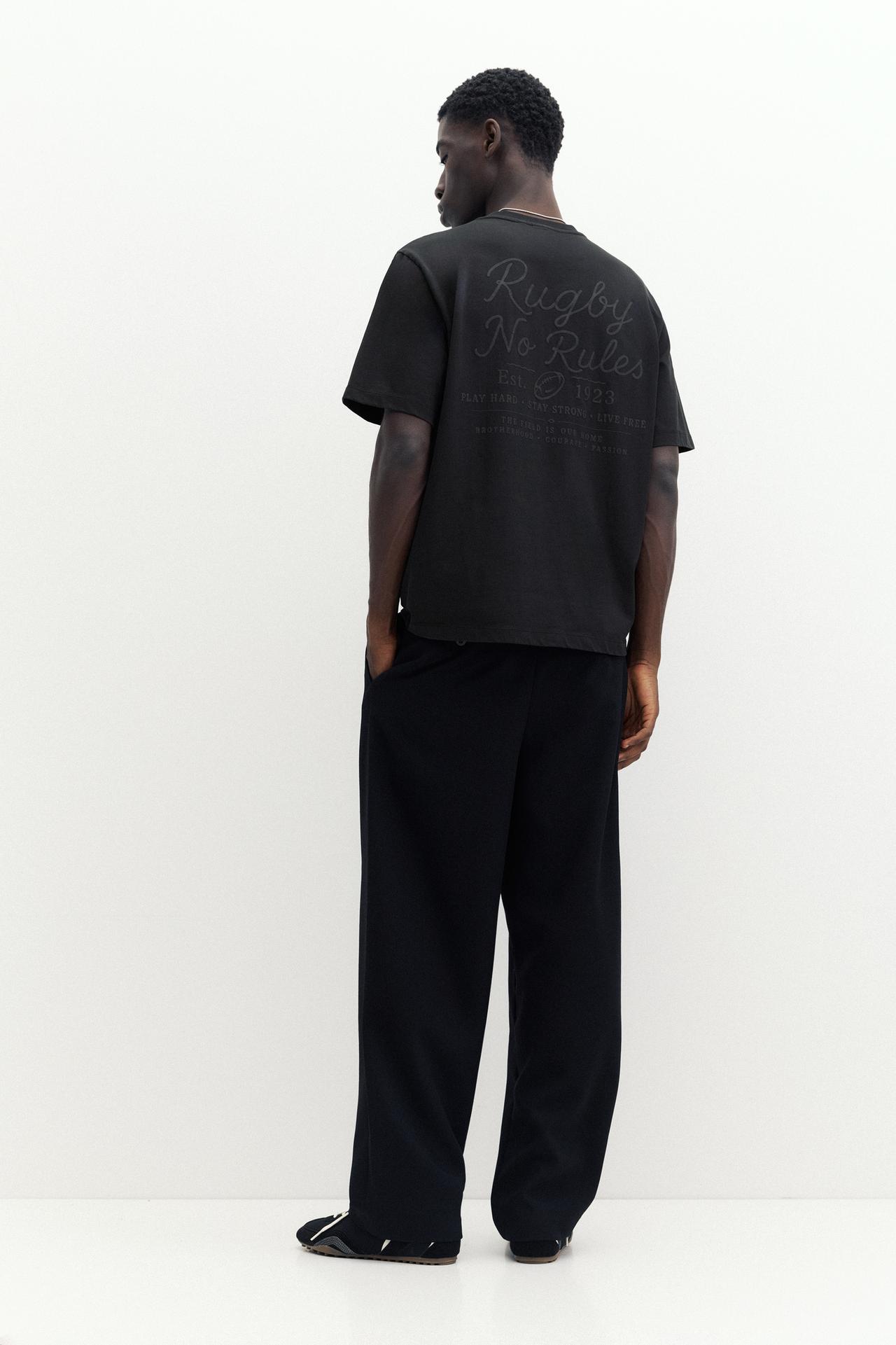 Regular fit embroidered T-shirt — Black
