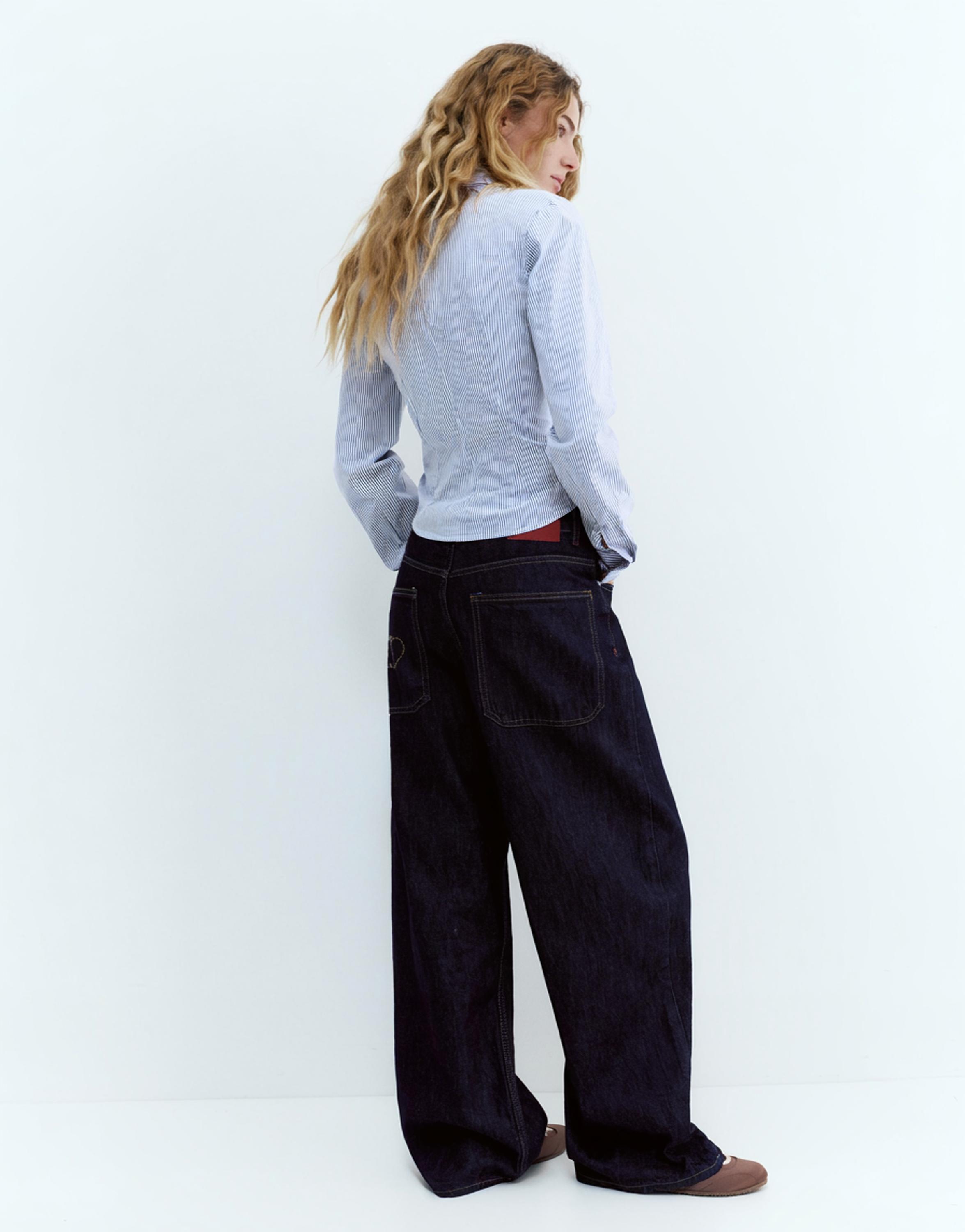 Poplin yırtmaçlı dar kesim gömlek - Görsel 81