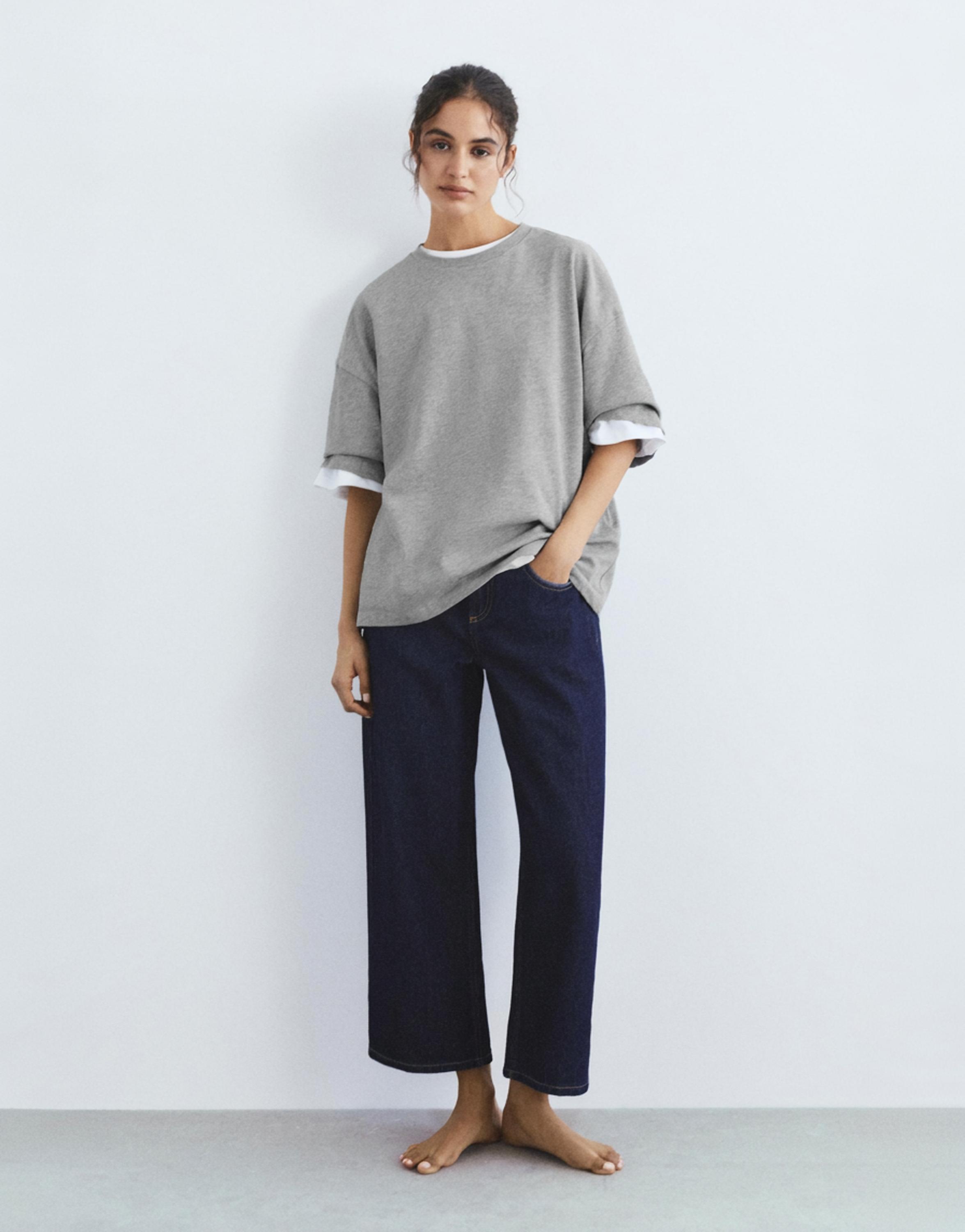 Oversize short sleeve T-shirt — Grey marl