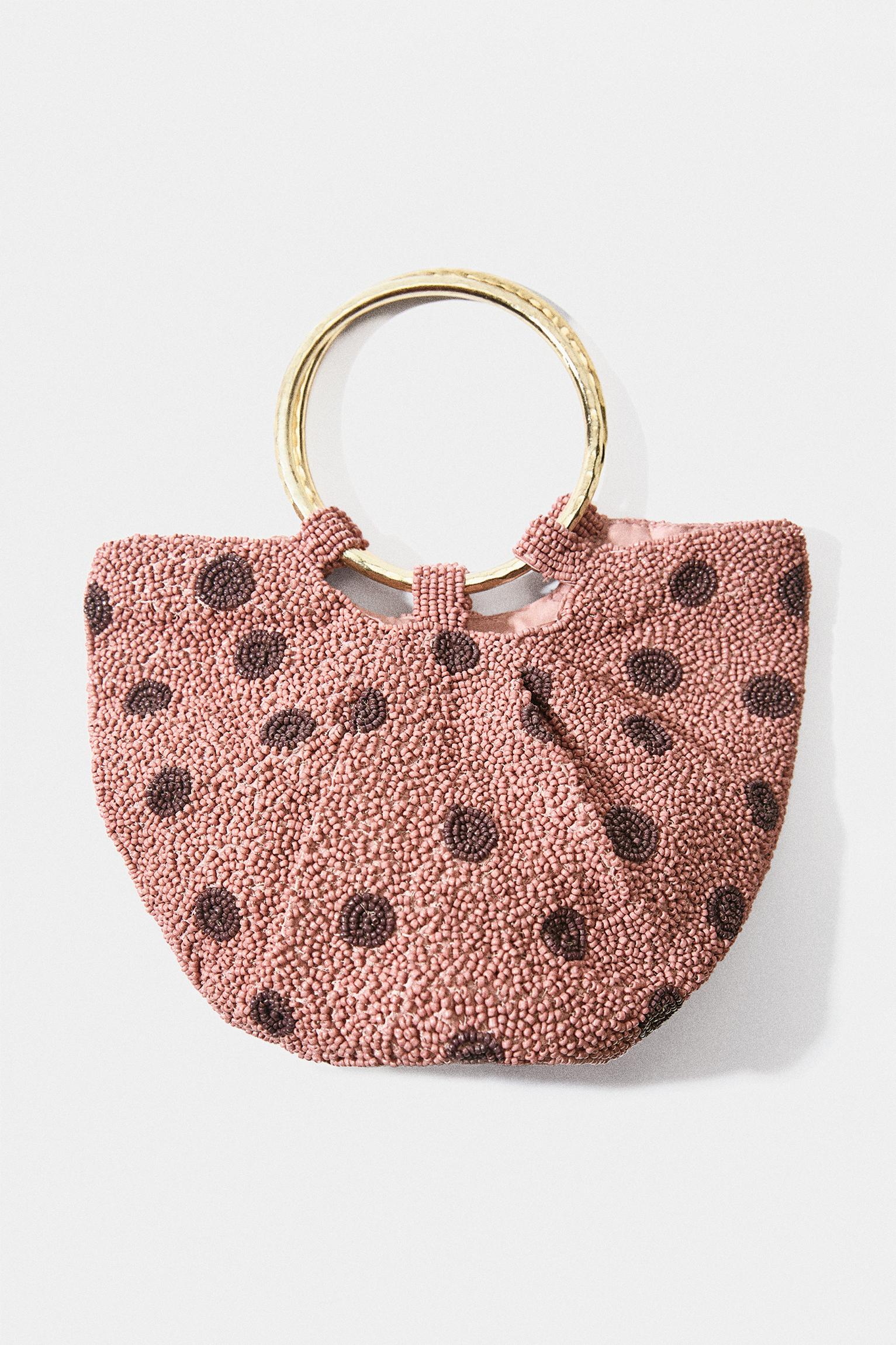 Puantiye desenli metal saplı çanta - Görsel 27